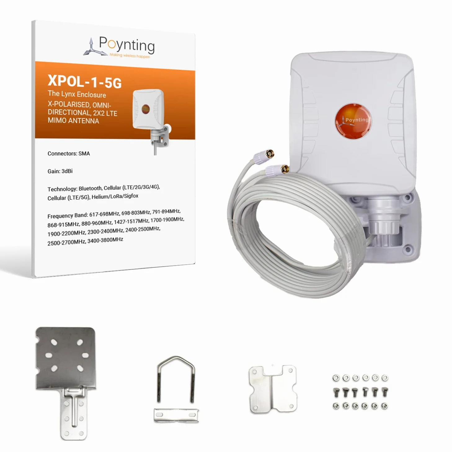 Poynting XPOL-1-5G Hotspot Antenna omnidirezionale | 2X2 MIMO | 617-3800 MHz | 4G/LTE 5G | 3.5dBi | SMA (M)