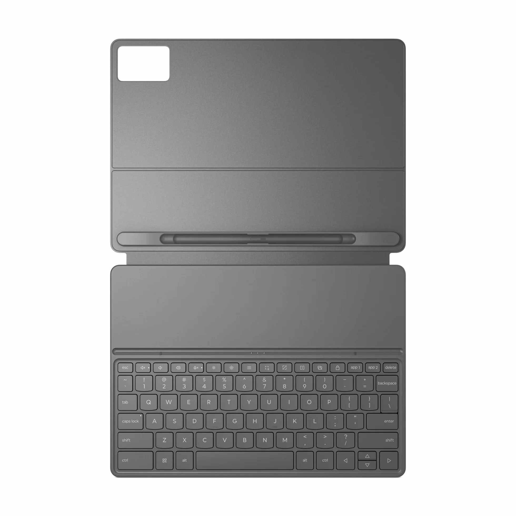 Lenovo Custodia a libro per Idea Tab Plus, custodia magnetica per tablet con connessione Pogo Pin e portapenne integrato, custodia sottile e leggera in pelle PU, colore: Grigio Luna