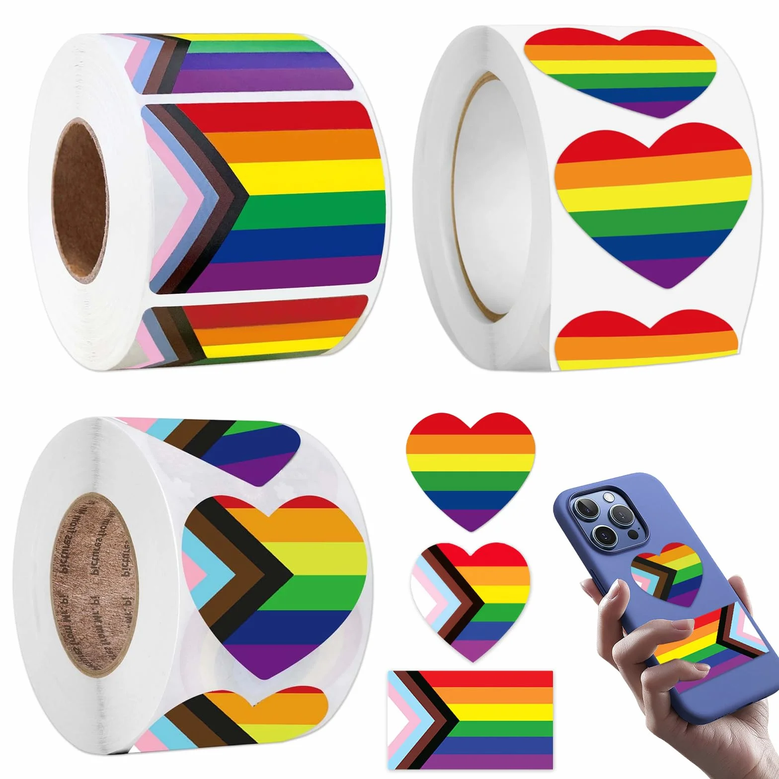 Adesivi Arcobaleno Pride 1500 Pezzi Sticker Cuori e Bandiere 3 Dimensioni Colorati per Auto Laptop Bottiglie Eventi Decorazioni LGBTQ+ per Feste Scuola Viaggi Regalo