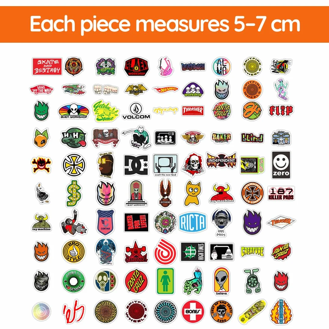 100 Pezzi Stickers,Adesivi Fantastici,Adesivi casco,Stickers Aesthetic, Adesivi in PVC Impermeabili alla Moda, per Computer Portatile, Skateboard, Borracce d'acqua, Casco da Bicicletta