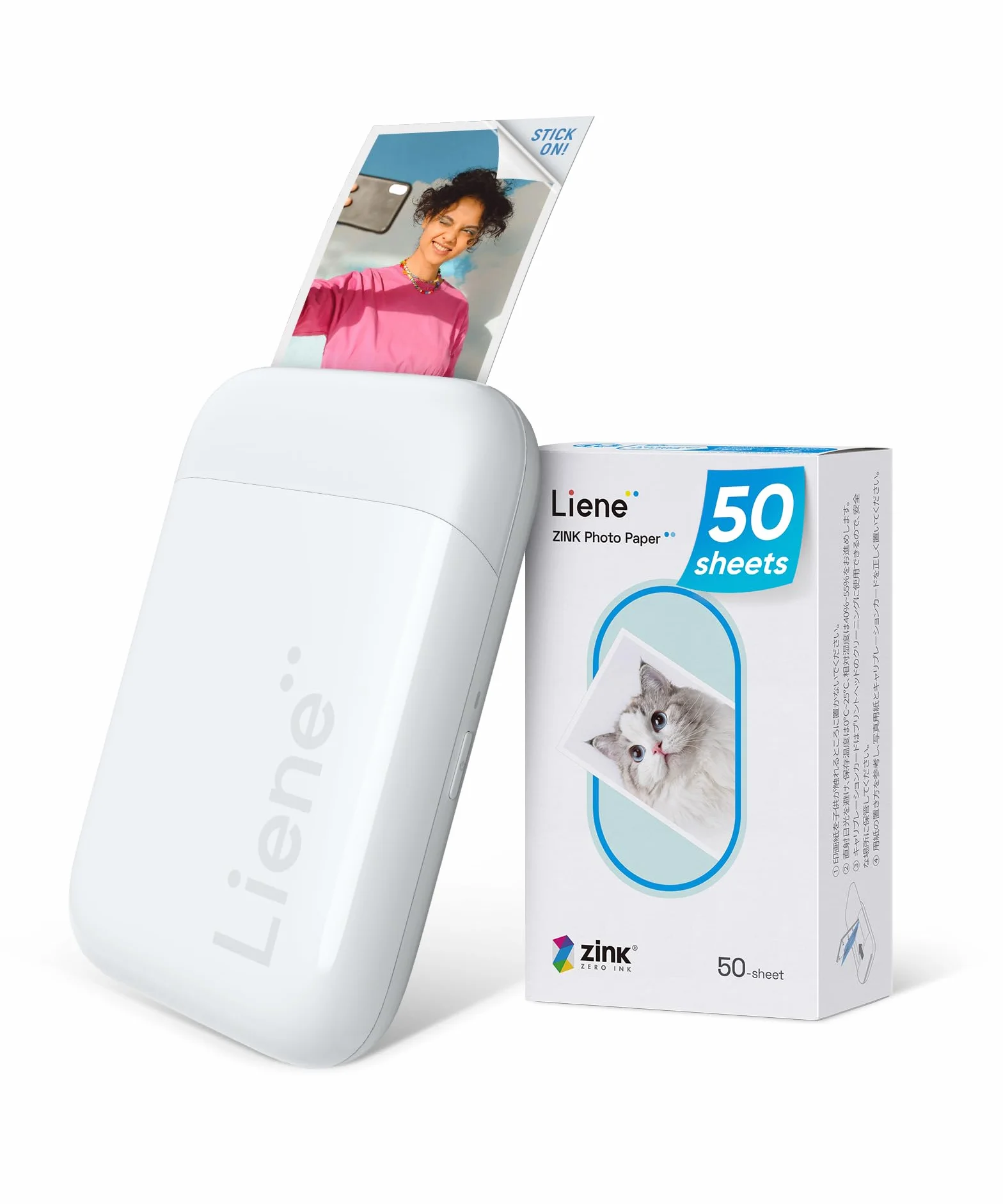 Liene Pearl K100 Stampante Fotografica Mini 2x3'' Istantanea Bluetooth 5.0 con 50 Carte Zink Adesive