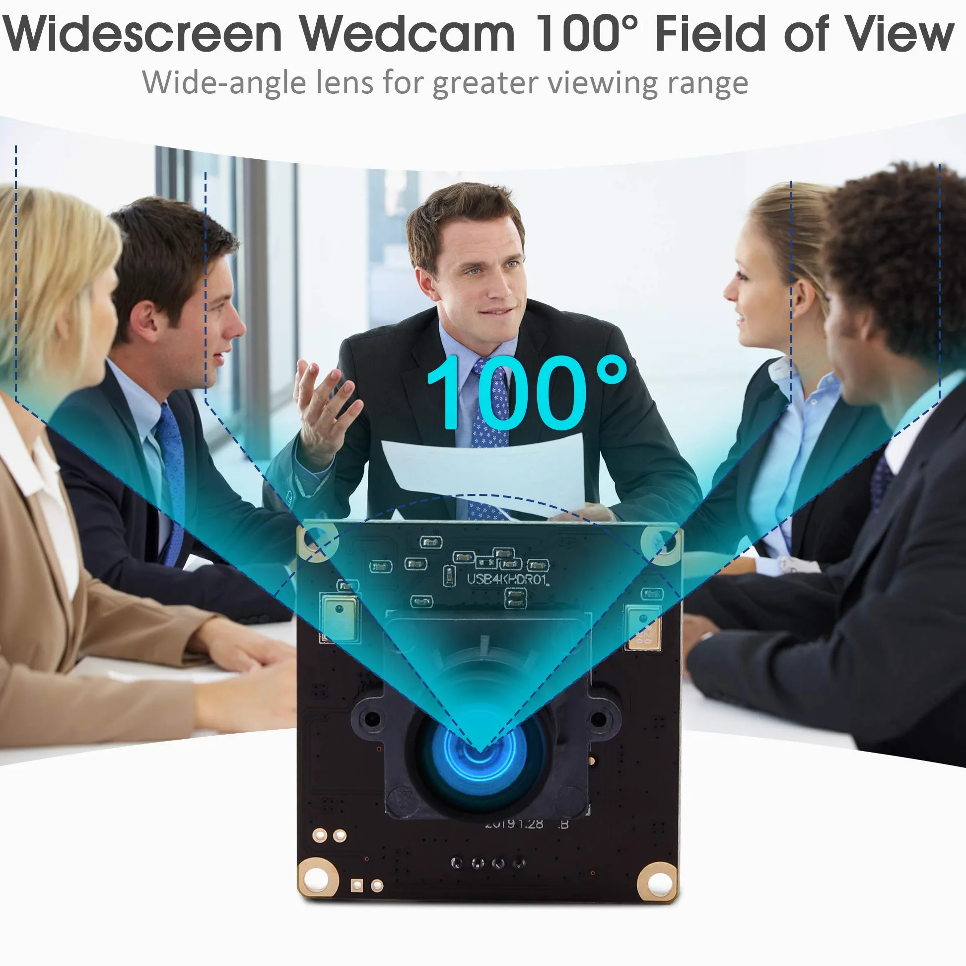 G Modulo fotocamera USB 4K, modulo webcam 2160p, modulo grandangolare UHD 30 fps, 100 gradi, senza distorsioni USB con fotocamera, video desktop, computer, scheda di memoria per Windows, Android, Mac,