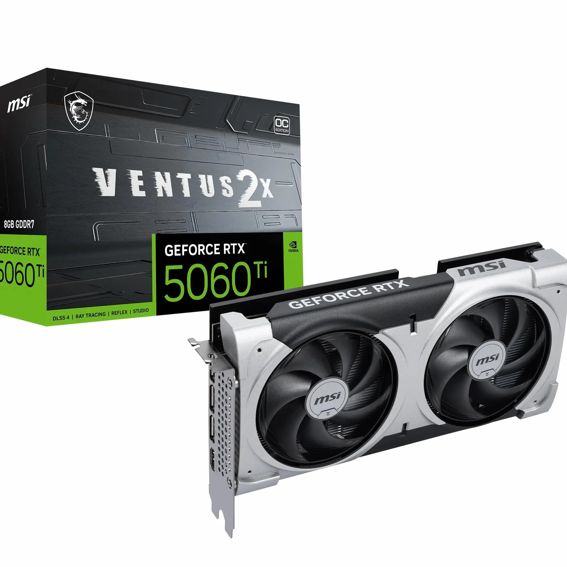 MSI GeForce RTX 5060 Ti 8G VENTUS 2X OC PLUS Scheda Video, 8GB GDDR7, PCI Express Gen 5 x16, 4608 CUDA Core, Zero Frozr, Doppia Ventola
