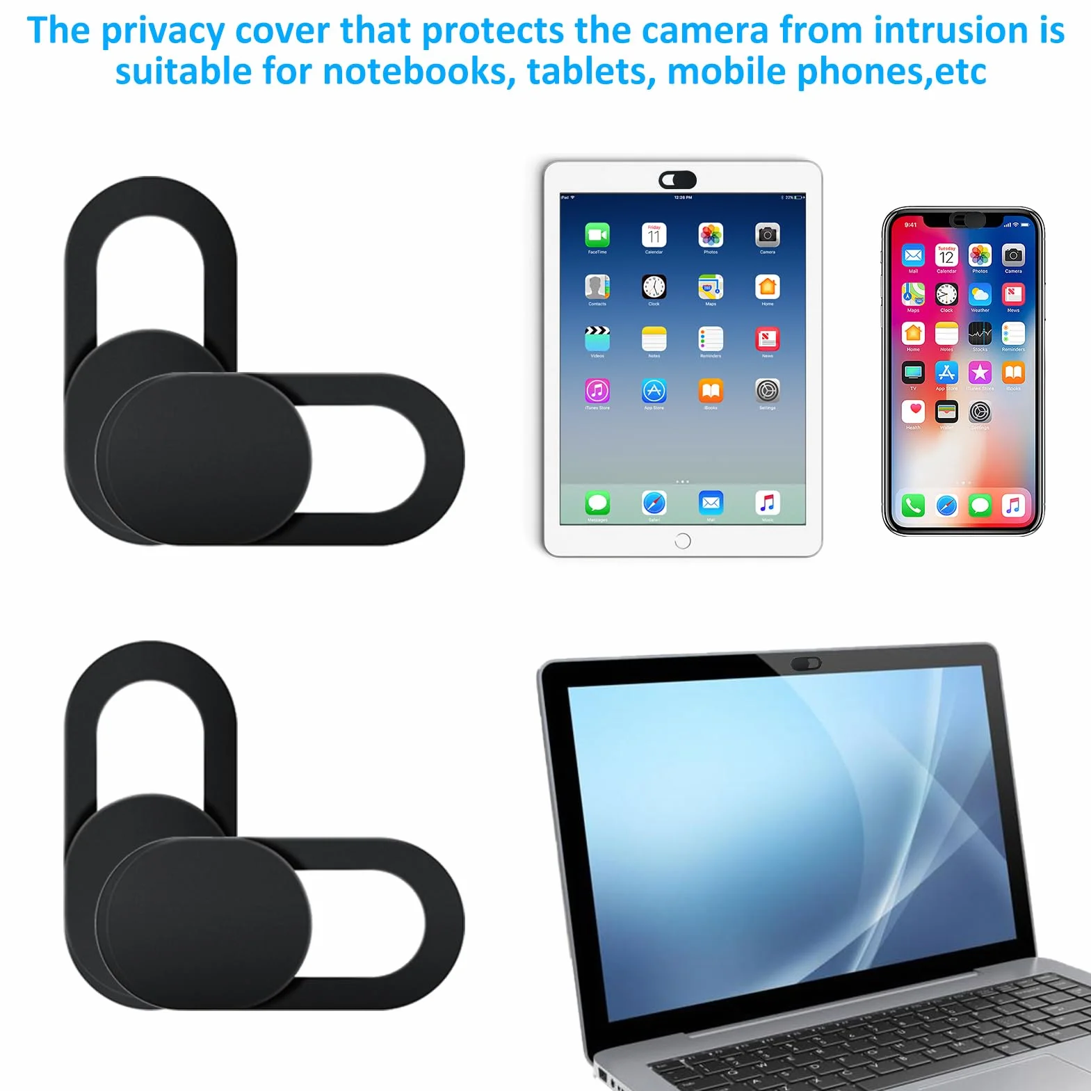 Copri Webcam Portatile, 10 Pezzi, Compatibilità Universale con PC Laptop Smartphone Tablet MacBook iPad iPhone, Soluzione Privacy (Nero)