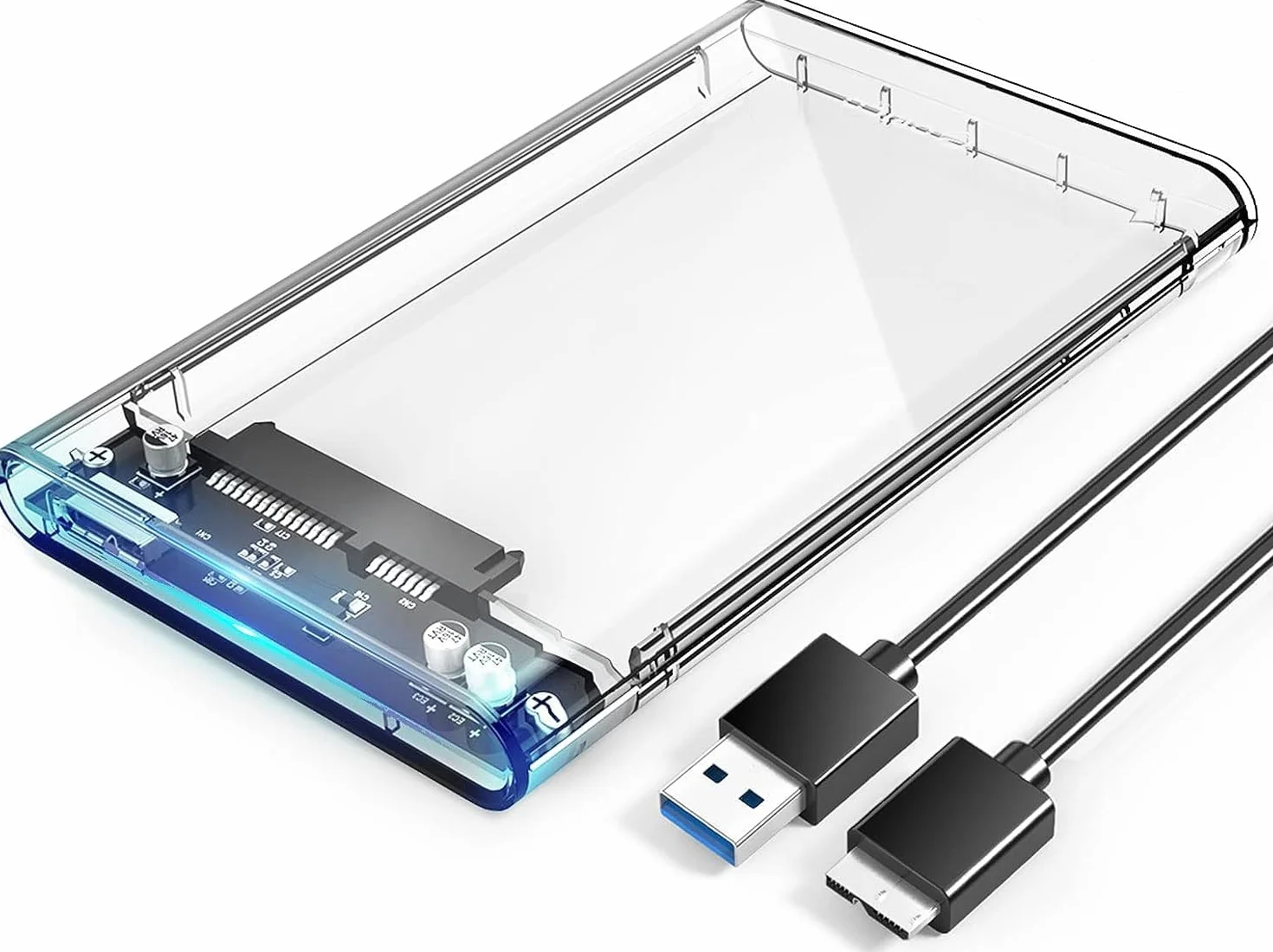 ORICO Case Esterna per HDD/SSD 2,5 pollici SATA III, USB 3.0 con velocità 6Gb/s, Supporta UASP, Installazione Senza Attrezzi, Compatibile con Unità da 7mm/9,5mm – Trasparente 2139U3