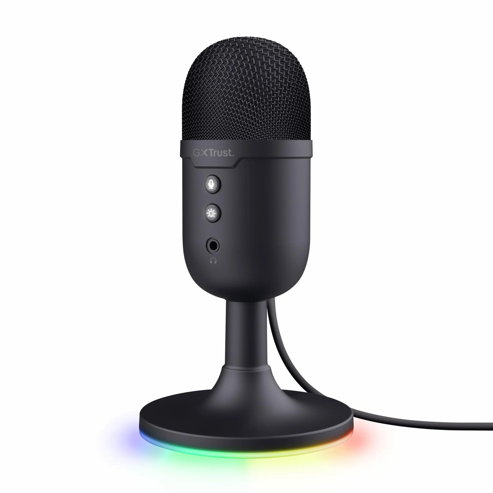 GXTrust 236 Yami Microfono a Condensatore USB da Streaming per Podcast, Gaming, Discord, Twitch, Youtube, Microfono ASMR con Pulsante di Silenziamento, Schema Cardiode, RGB - Nero