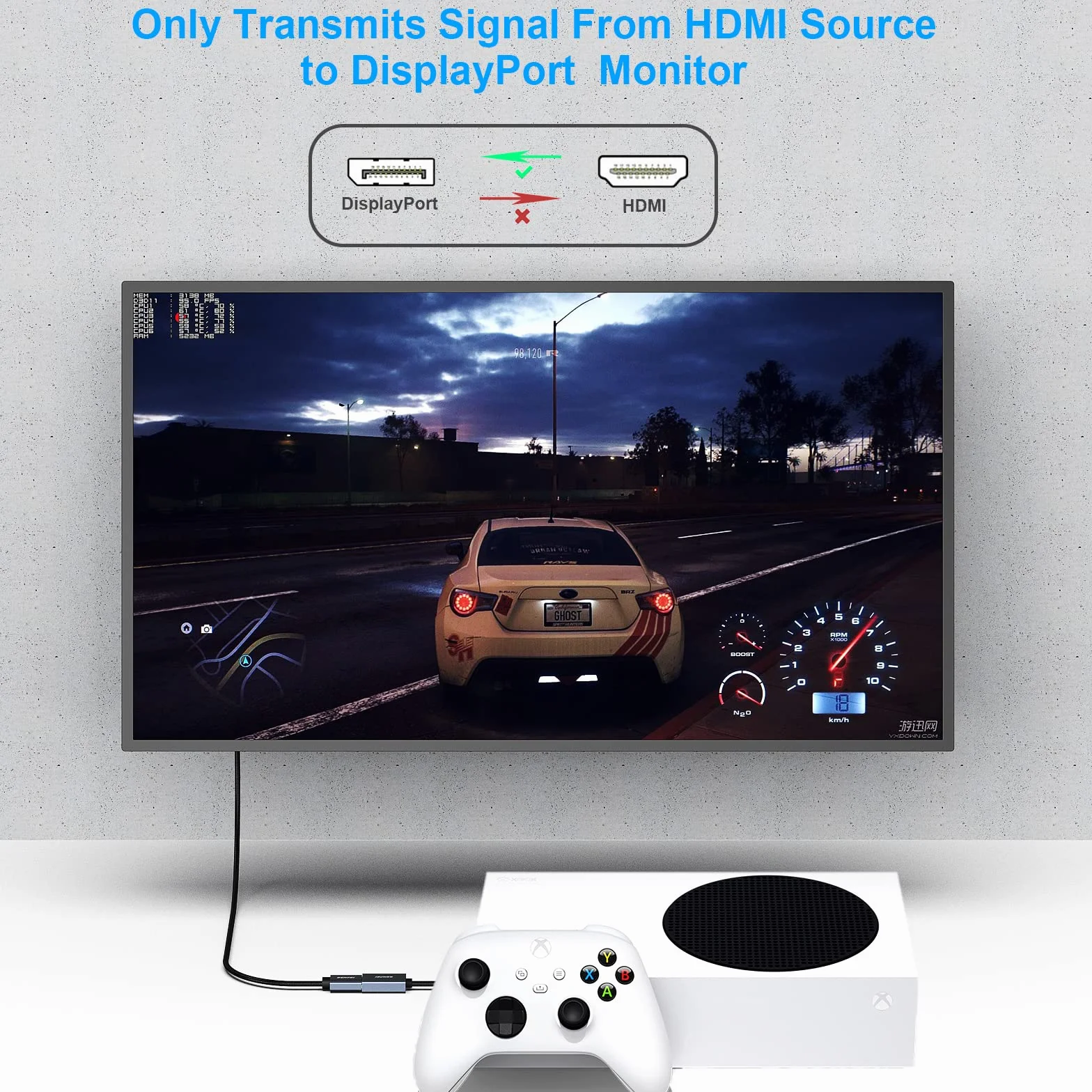 BENFEI Adattatore HDMI a DisplayPort, convertitore HDMI a DisplayPort 4K@60Hz 2K@144Hz 1080P@165Hz, compatibile con scheda grafica PC portatile PS5 Xbox One (360)