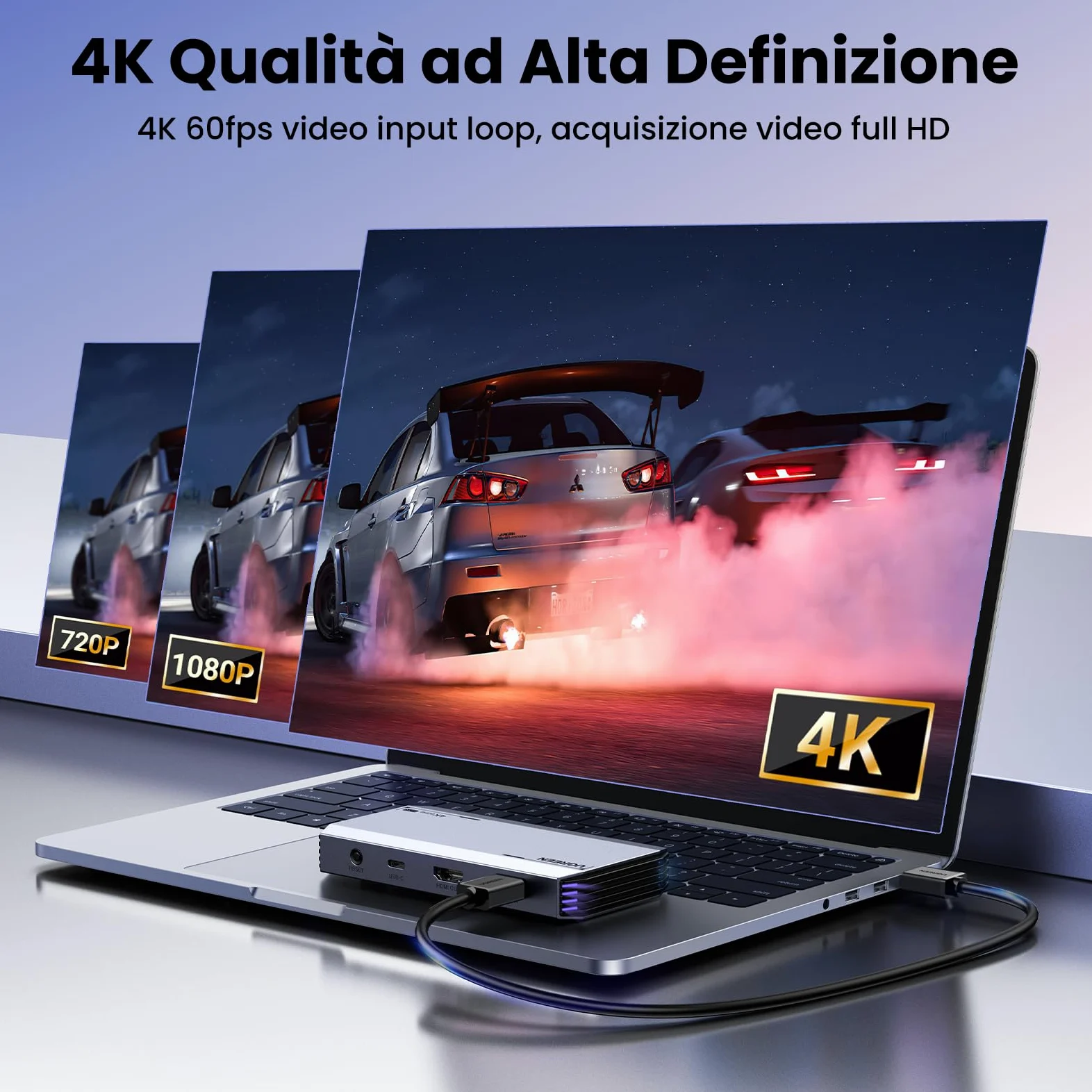 UGREEN Scheda di Acquisizione Video HDMI USB 3.0 4K60Hz / 2K144Hz HDR VRR Registrazione Streaming Jack 3.5mm Microfono Auricolare Compatibile con iPad Switch PS5 Xbox PC Mac