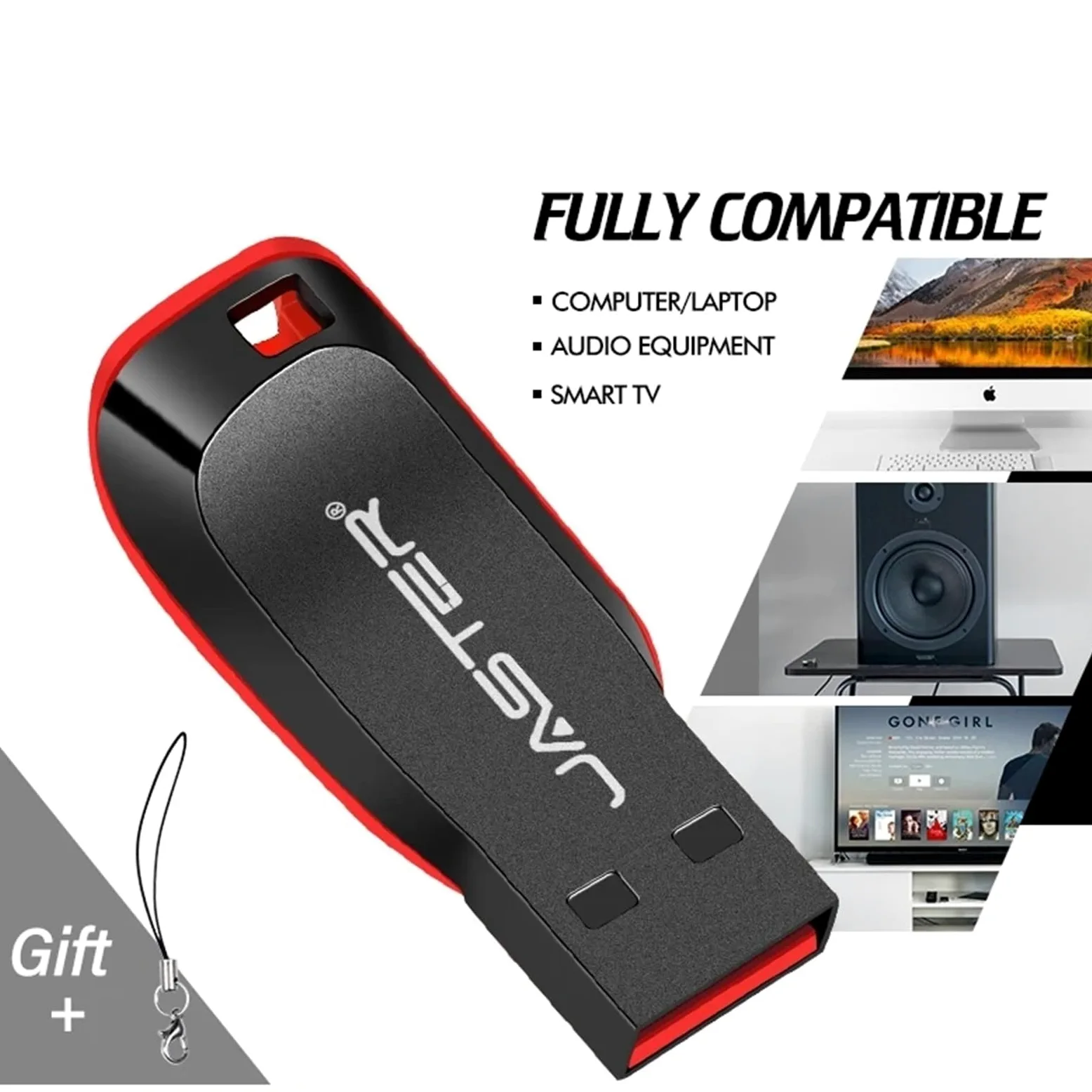 Chiavetta USB in plastica da 128 GB, portachiavi di memoria, 64 GB, 32 GB, nero, regalo aziendale, 16 GB, 8 GB, 4 GB (128 GB)