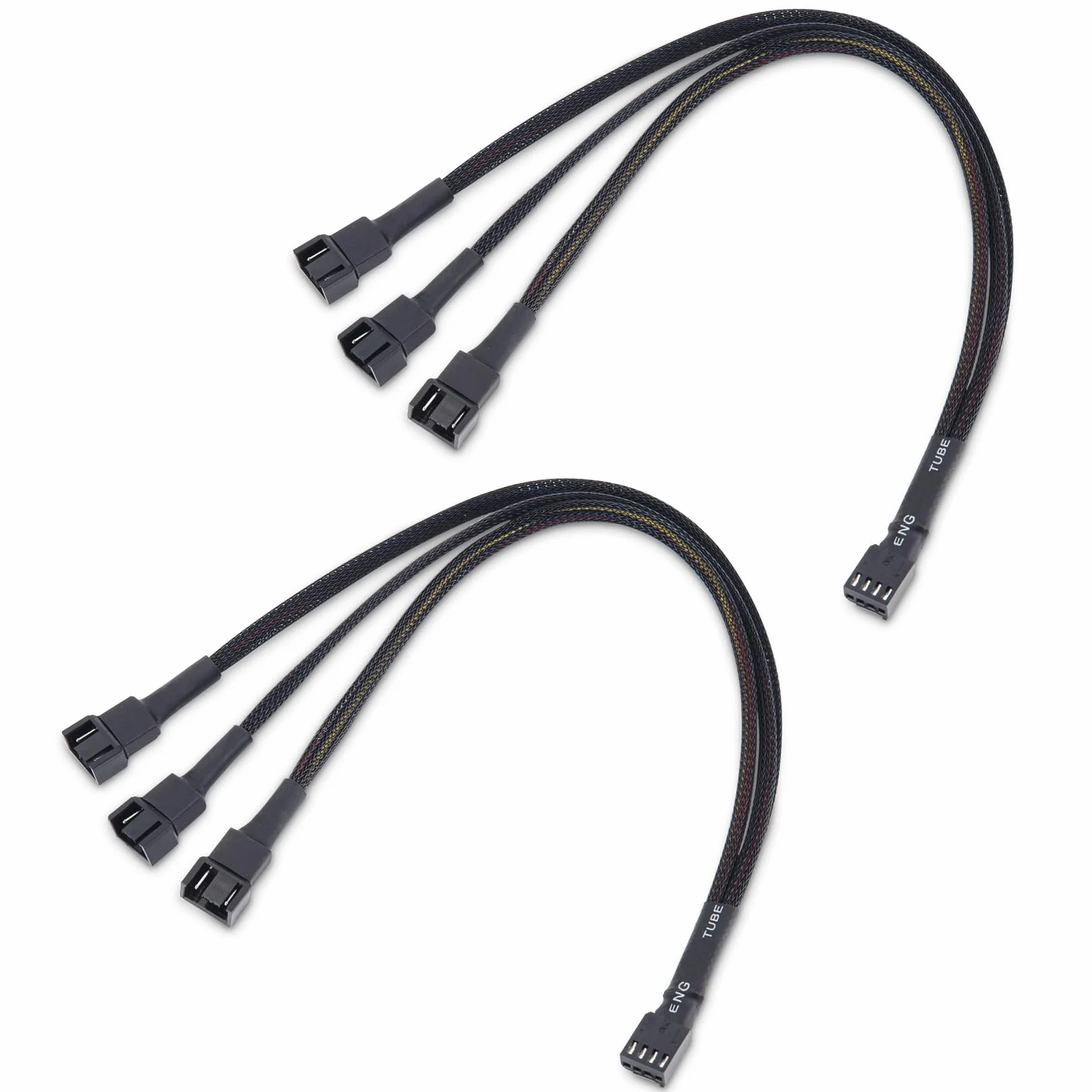 Cable Matters Confezione da 2 cavi splitter PWM a 4 pin, 30 cm, 3 cavi splitter per ventola del computer, cavo splitter per ventola PC, cavo splitter per 3 ventole