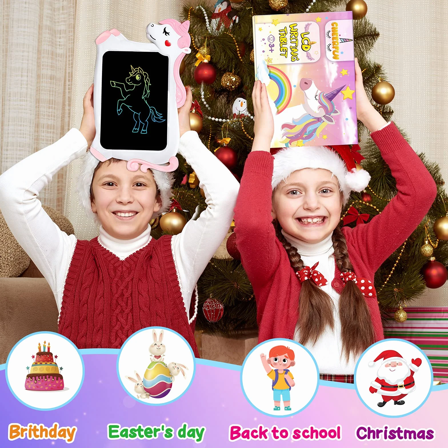 Unicorno Bambina Regalo Tavoletta Grafica - LCD Lavagna per Bambini 10 Pollice, Idee Regalo Bambina Giochi Bambini 3 4 5 6 7 + Anno Lavagnetta Tablet per Disegnare Gioco Giocattoli Idee Regali Natale