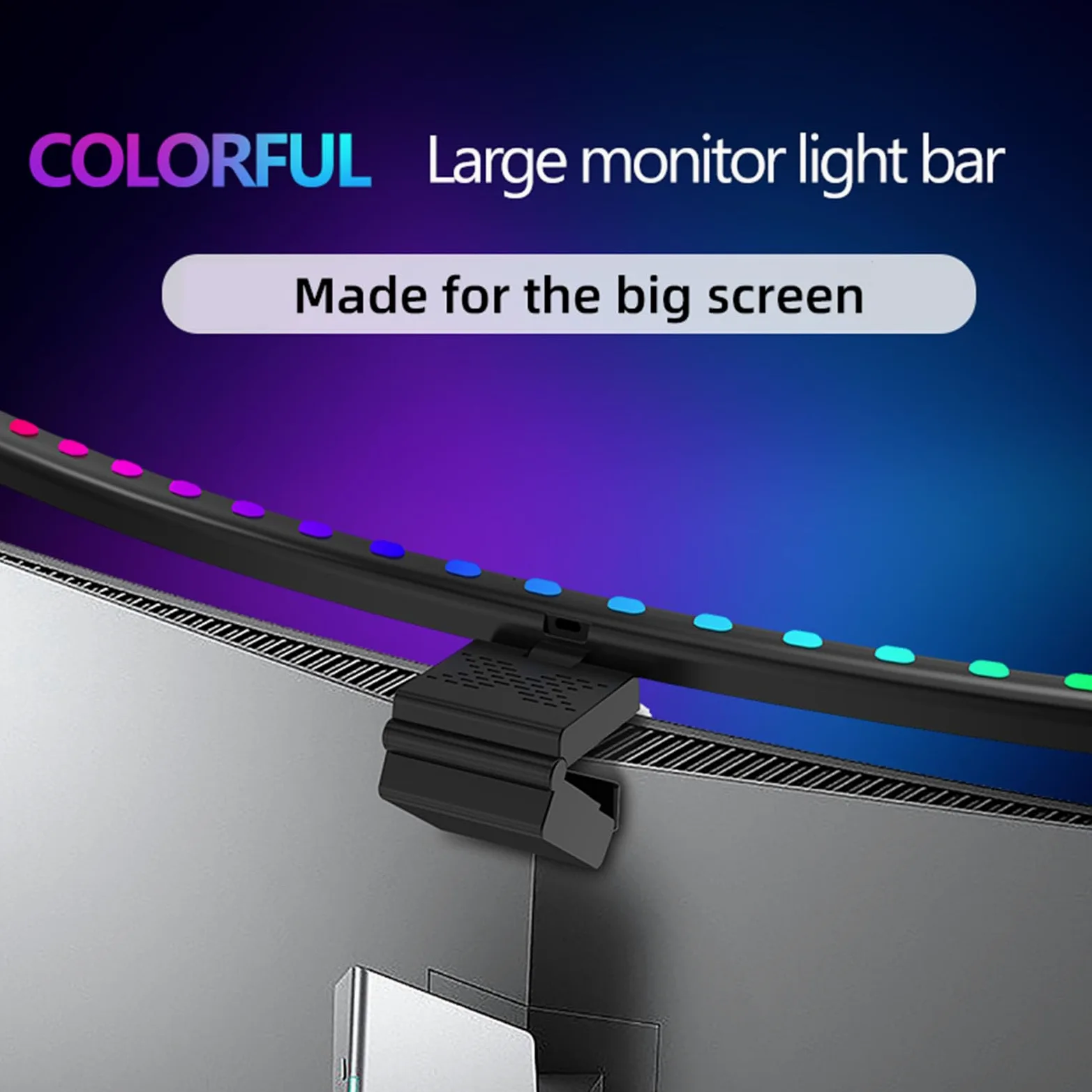 Barra luminosa di monitoraggio oscurità con cassa, retroilluminazione RGB e 7 modalità di colore, lampada per computer curva per giochi e ufficio, barra a led a LED