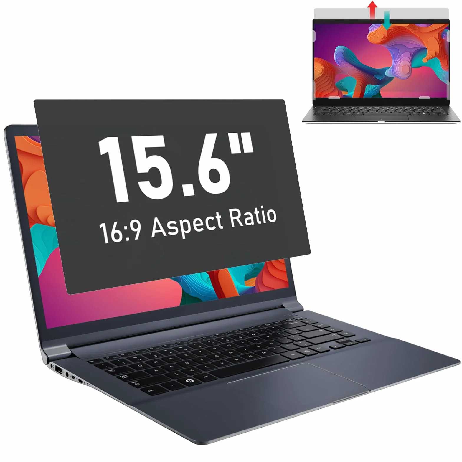 SOPPY Filtro Privacy, 15,6" per computer portatile, filtro per la privacy, filtro per schermo con frangivista, anti-luce blu e antiriflesso (16:9, 345 x 194 mm)