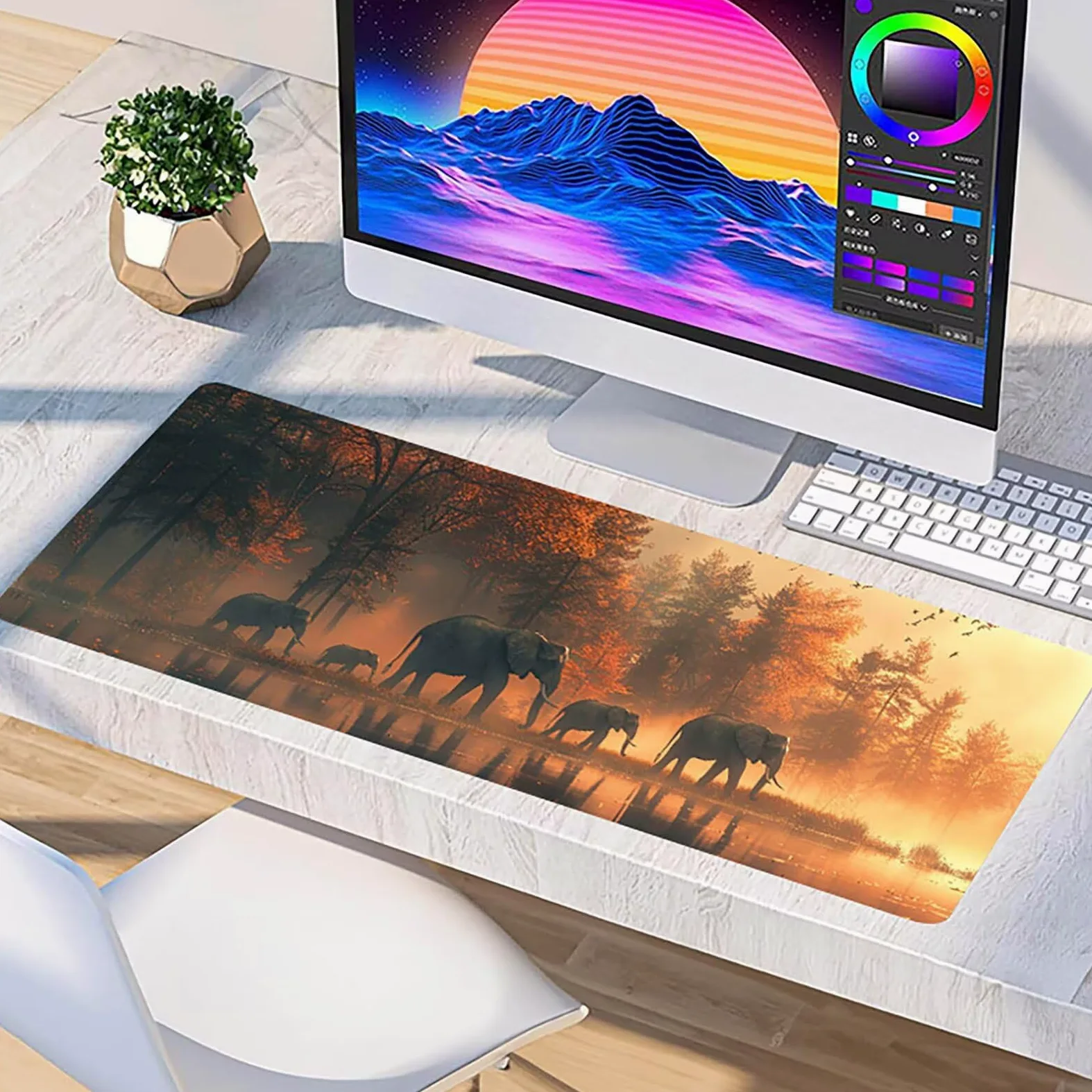 Tappetino Mouse Elefante, Tappetino Mouse XXL 1500 x 800 mm, Gaming Mouse Pad con Base in Gomma Antiscivolo, Mousepad Migliorare la Velocità e la Precisione, Ufficio Accessori Gaming, Verde 6-5475