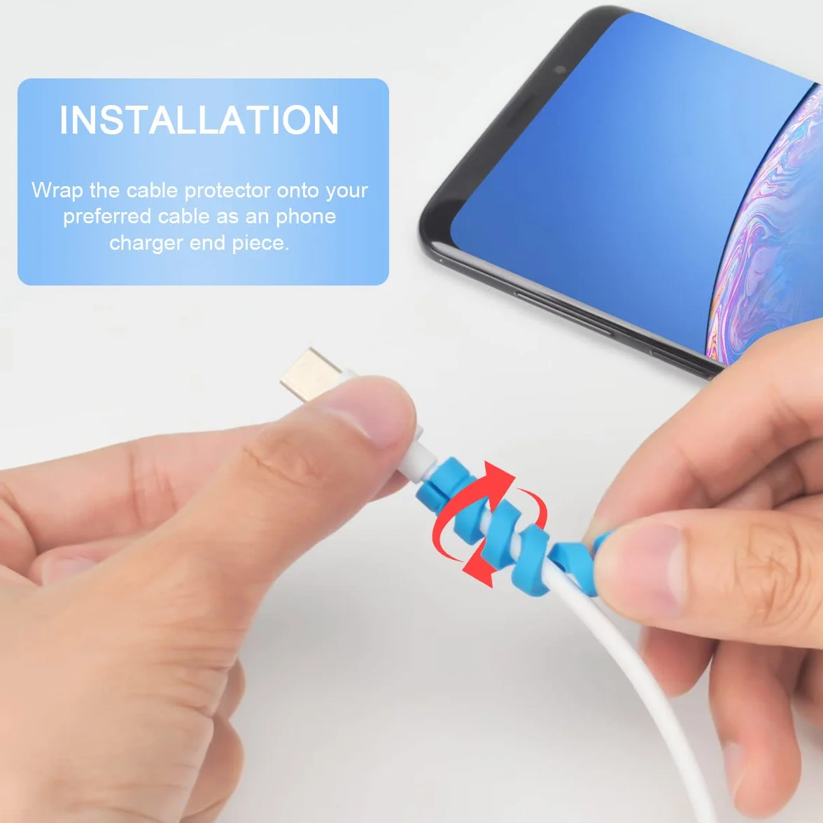 25 Pezzi Salvacavo per Caricabatterie, Seminer Flessibile Silicone Micro USB Protector, Tuta di Protezione per Cavo del Mouse per Tutte Le Linee Dati del Cellulare (Bianco, Rosa, Blu, Verde, Giallo)