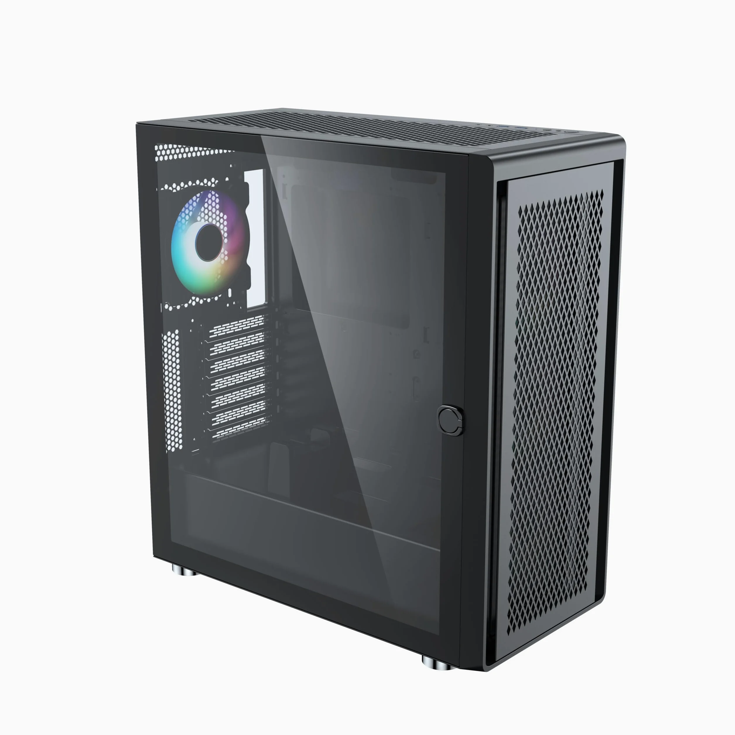 Air 100 Black Midi Tower ATX Case per PC, rete metallica, finestra laterale in vetro temperato, 4 ventole A-RGB da 120 mm preinstallate, radiatori da 360 mm, scheda madre E-ATX/ATX/mATX/ITX