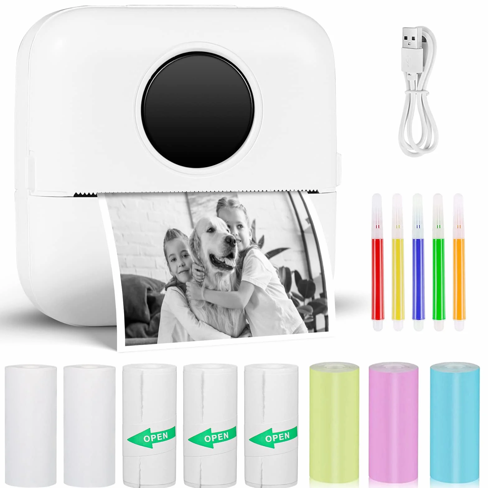 GuKKK Mini Stampante Fotografica Termica Istantanea Portatile Bluetooth con Ricarica USB X5-8