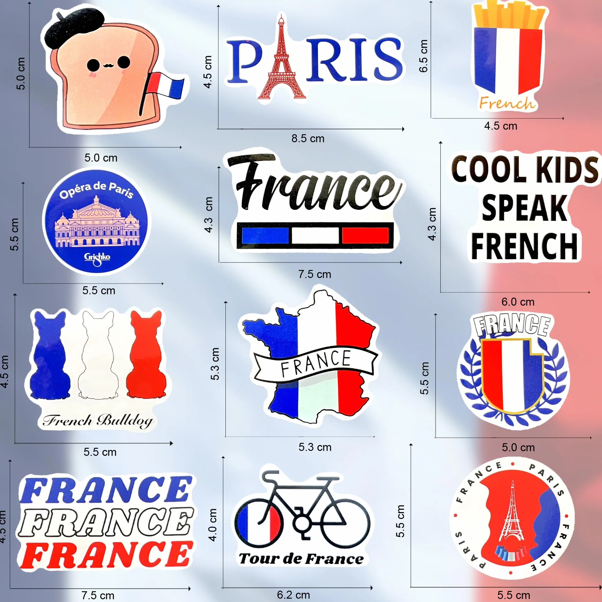 Francia adesivi Parigi adesivi casco moto stickers aesthetic valigia vintage France accessori per valigie per auto adesivo per bici sticker auto