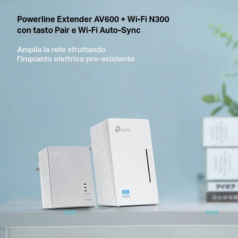 TP-Link TL-WPA4220 KIT Powerline Kit AV600Mbps e Wi-Fi 300Mbps, Homeplug AV2, Porte Ethernet, Plug & Play, Compatibile con Router, Tecnologia Powerline Avanzata, Facile Gestione