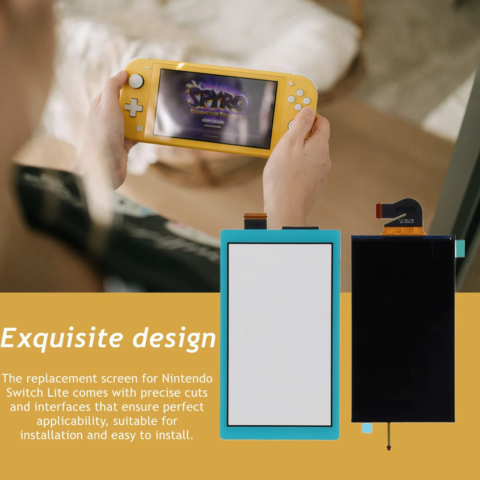 Schermo di Ricambio per Switch Lite, Tagli precisi e interfacce Chipset Professionale Adatto all'installazione e Facile da installare.(Blu)