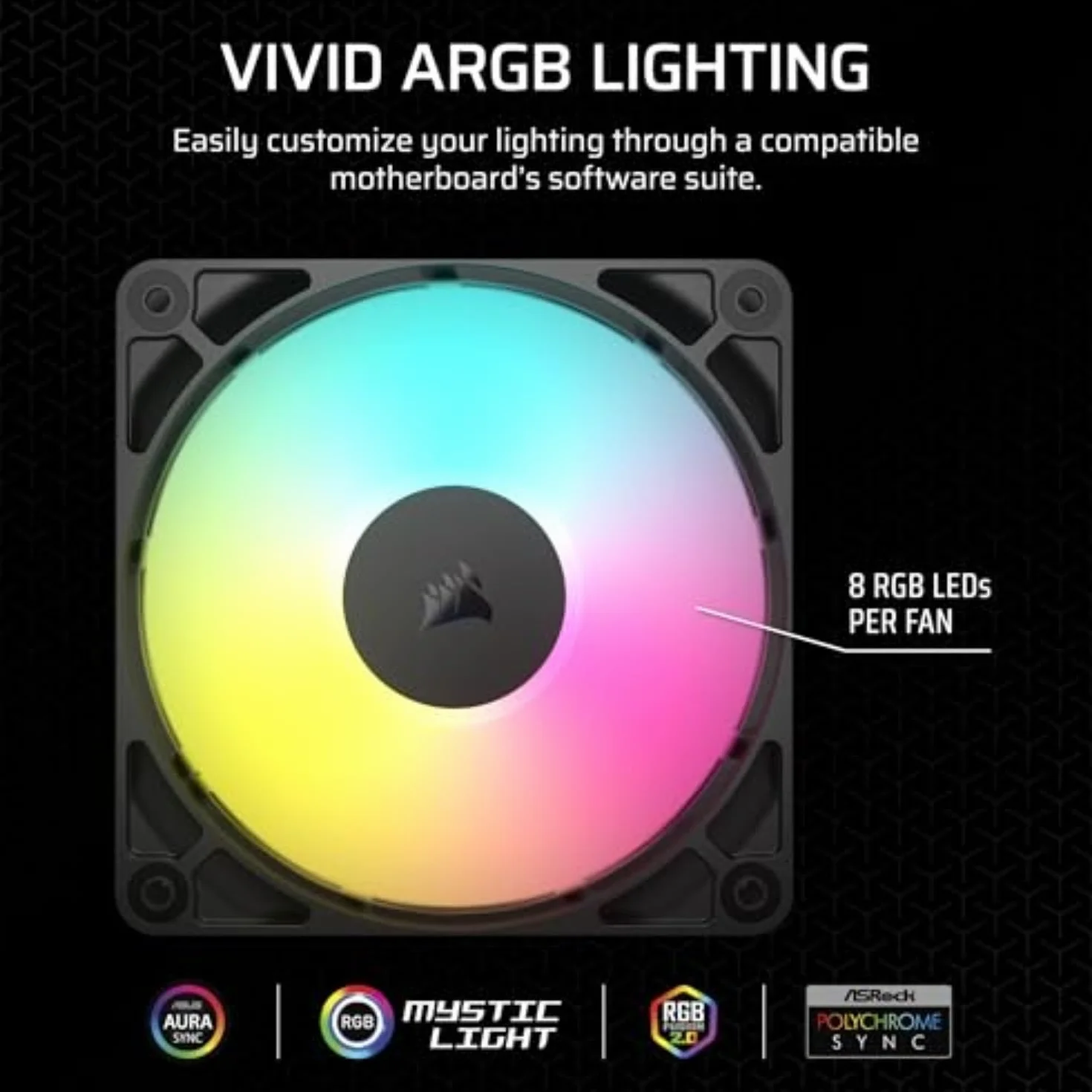 CORSAIR RS120 ARGB 120 mm PWM Ventole – Connessione a Margherita – Basso Rumore – Cuscinetto a Cupola Magnetica – Confezione Tripla – Nero