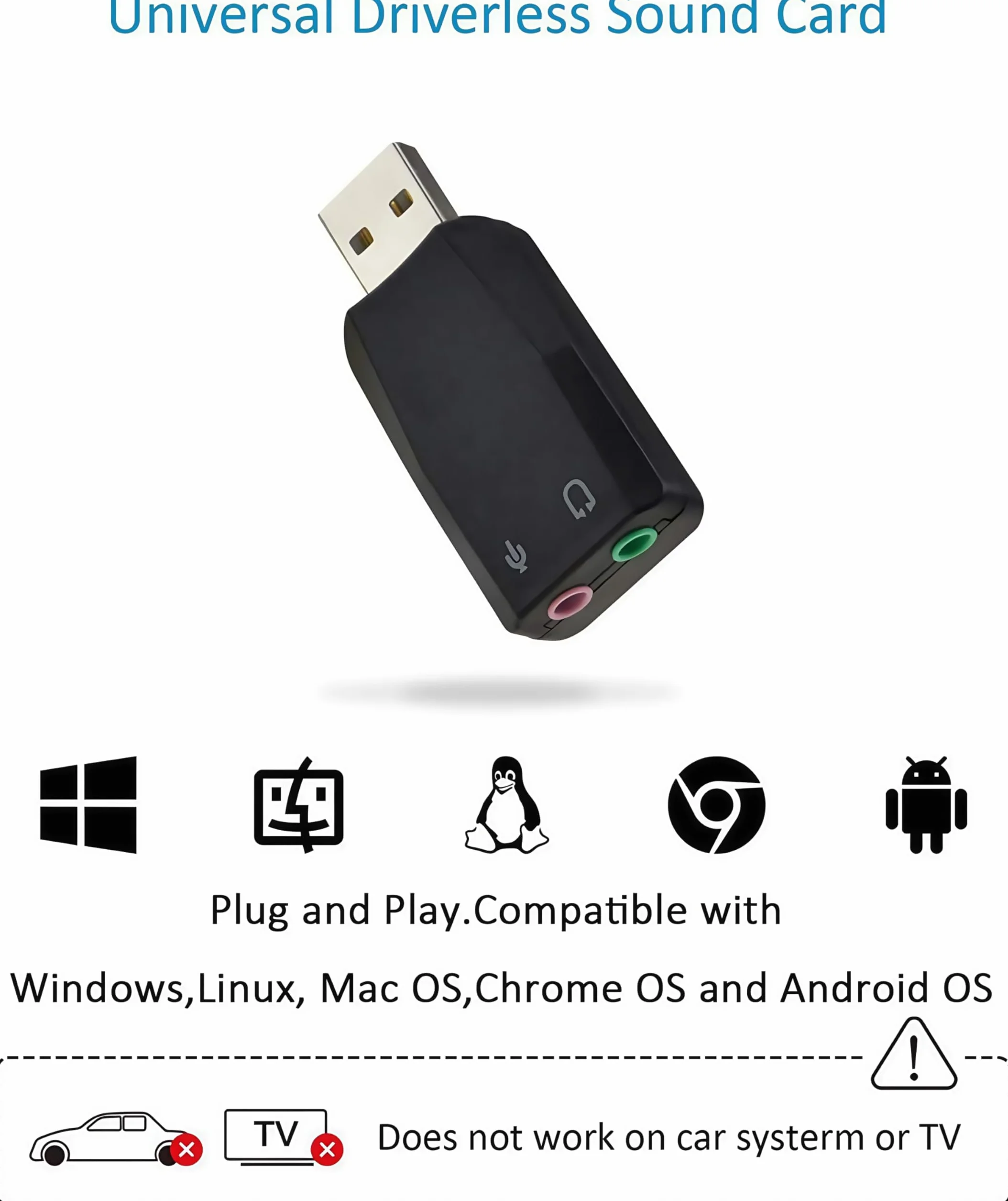 Adattatore audio stereo 3D USB esterno con jack da 3,5 mm per cuffie con microfono per cuffie, installazione senza driver della scheda audio USB per Win Mac OS Linux PS4