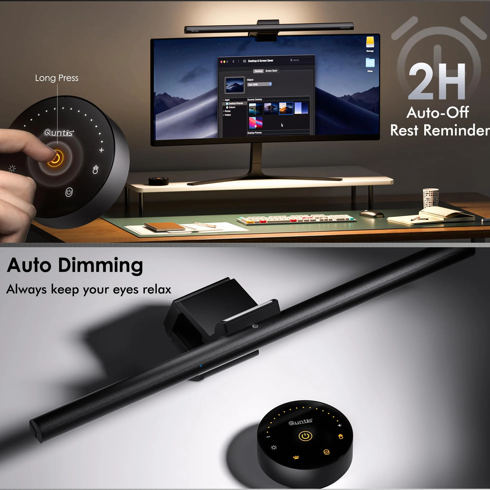 Quntis USB Monitor Light Bar 42,5CM Dimmerabile Protezione Occhi con Telecomando Retroilluminazione