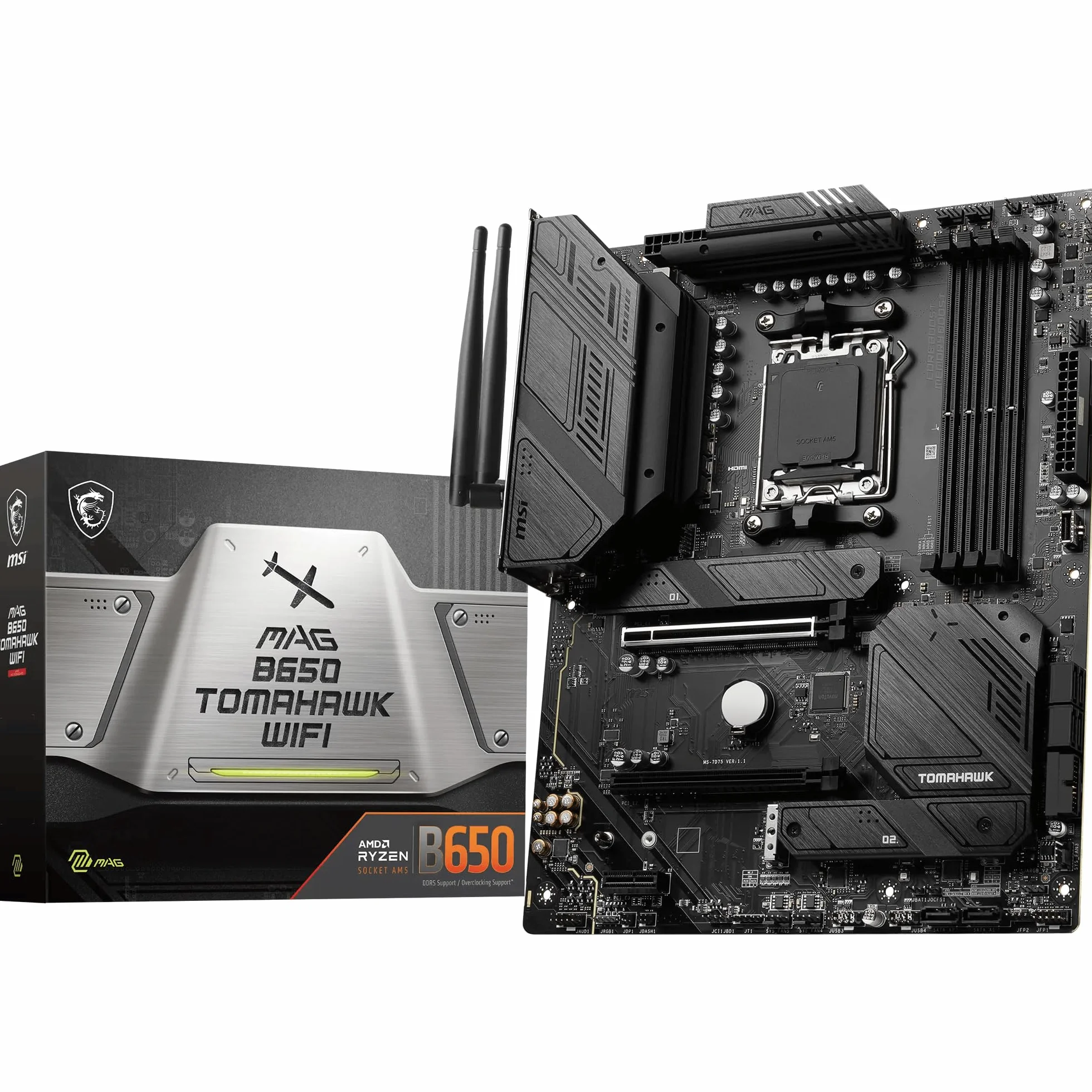 MSI MAG B650 TOMAHAWK WIFI scheda madre, ATX - Supporta i processori AMD Ryzen 7000, AM5-14 fasi Duet Rail da 80A, DDR5 fino a 6400+MHz/OC, 2 x PCIe 4.0 x16, 3 x M.2 Gen4, Wi-Fi 6E
