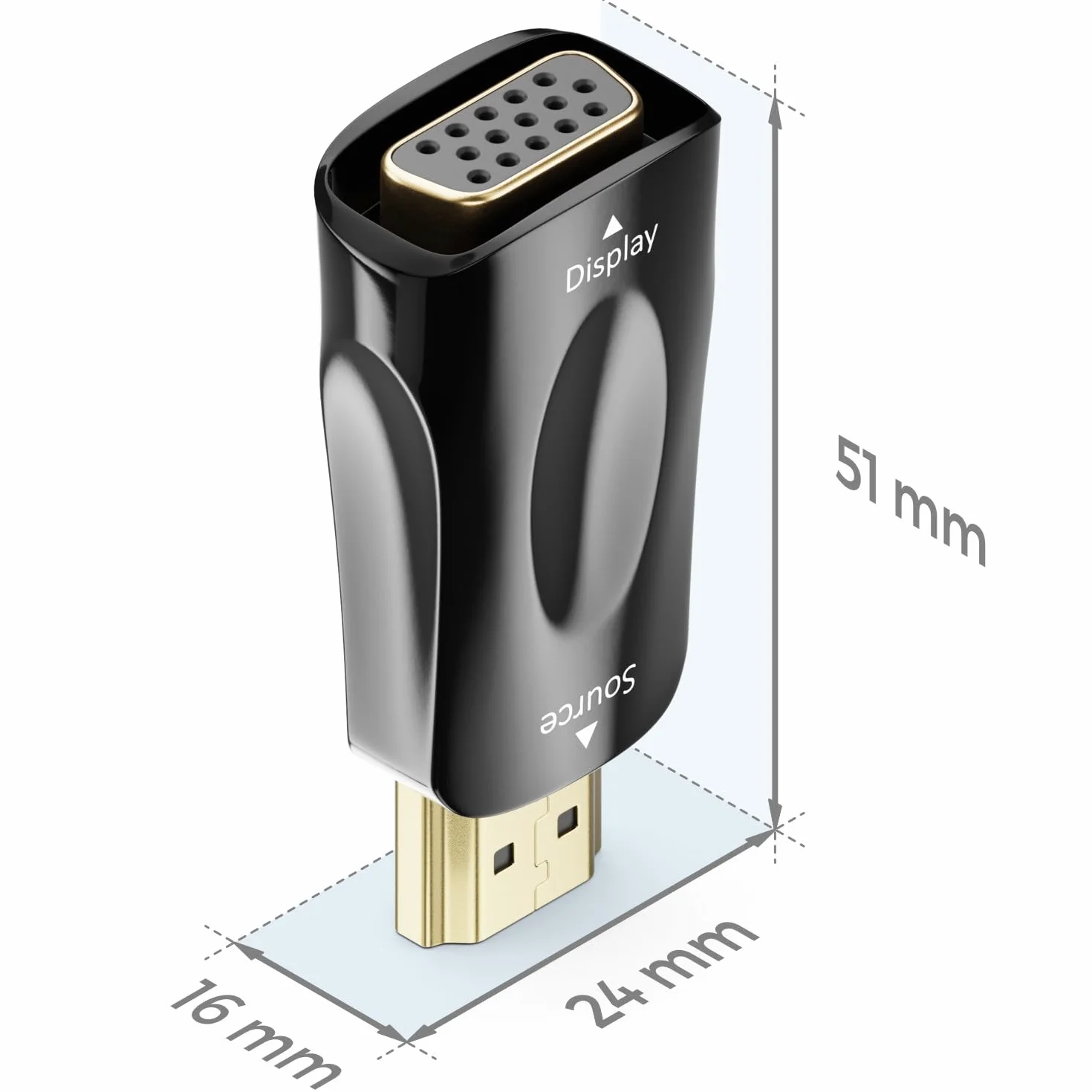 deleyCON Adattatore Convertitore HDMI (Sorgente) a VGA (Display) - 1080p Full HD - (per Monitor/Beamer/Proiettore VGA) - per PC/Computer/Laptop a Monitor/Beamer - Nero