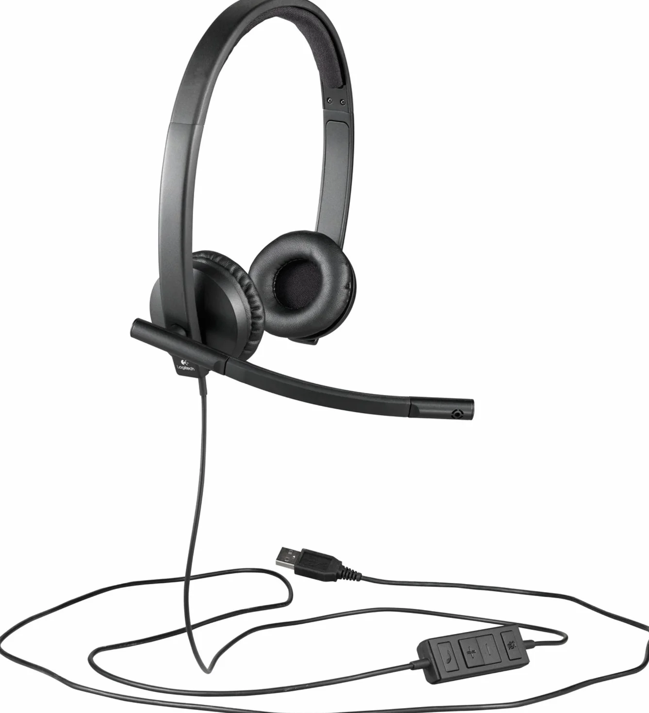 Logitech H570e Cuffie Cablate, Cuffie Mono con Microfono Cancellazione di Rumore, USB, Controlli ‎in Linea con Pulsante Disattiva Audio, Indicatore LED, Compatibili Con PC/Mac/Laptop - Nero