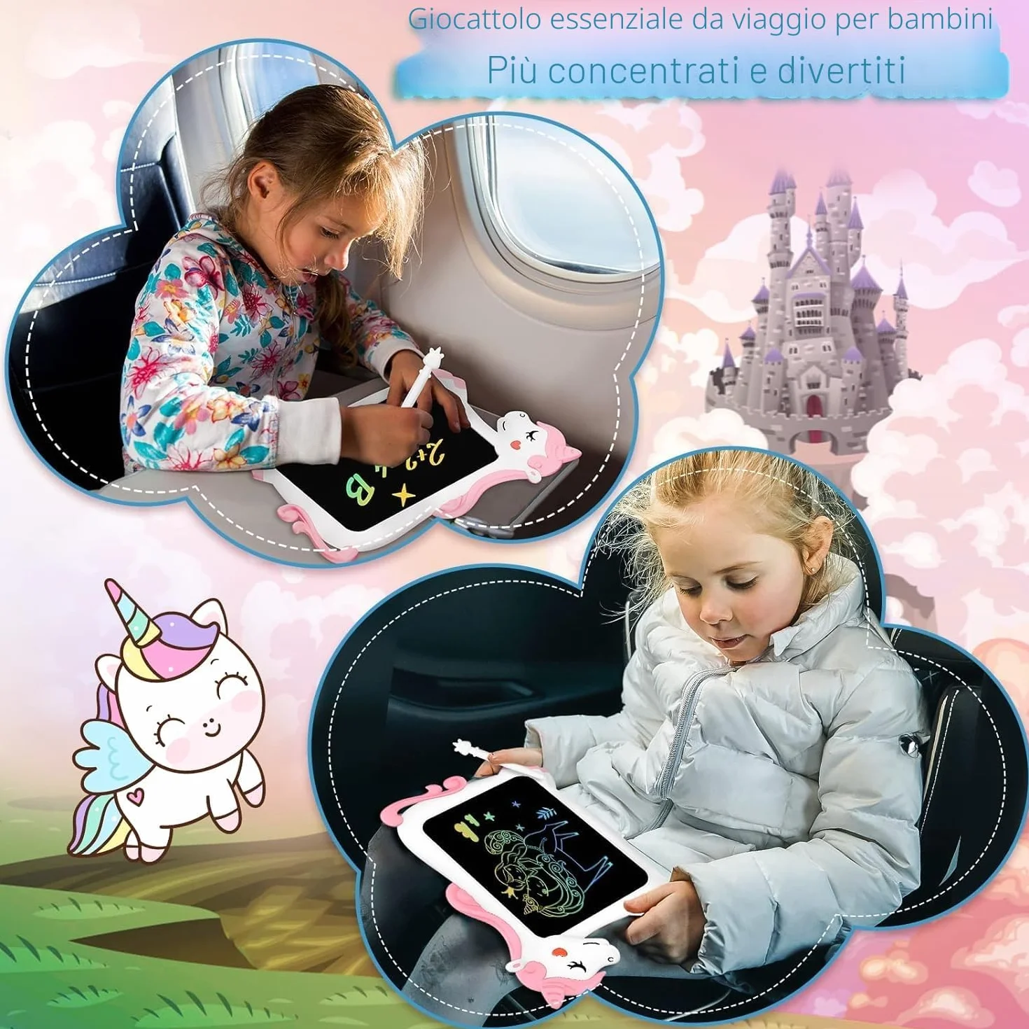 Unicorno Bambina Regalo Tavoletta Grafica - LCD Lavagna per Bambini 10 Pollice, Idee Regalo Bambina Giochi Bambini 3 4 5 6 7 + Anno Lavagnetta Tablet per Disegnare Gioco Giocattoli Idee Regali Natale