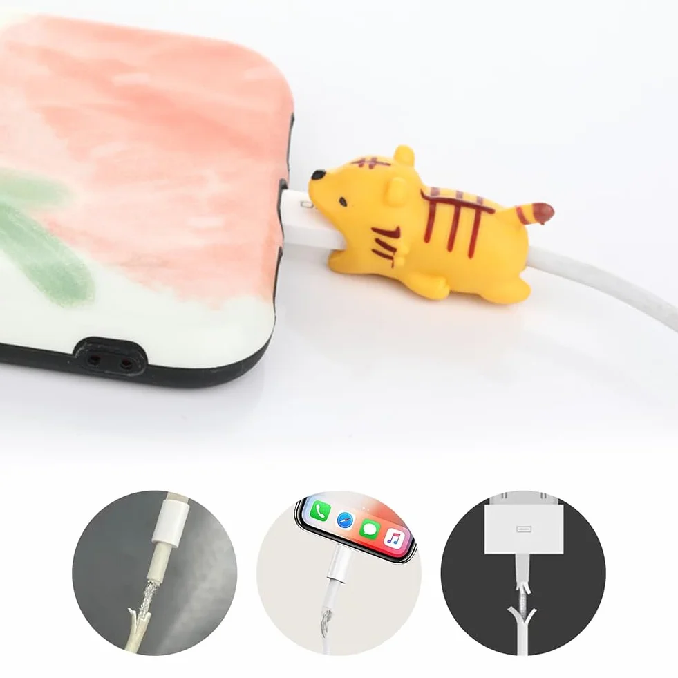 Protezioni per Cavi di Ricarica, Protezione Cavo USB ad Animale, 15 Pezzi Salvacavi per Caricabatterie, Morso per Cavo per Animale Carino, Simpatici Protettori per Caricabatterie, Cavo Cord Protector