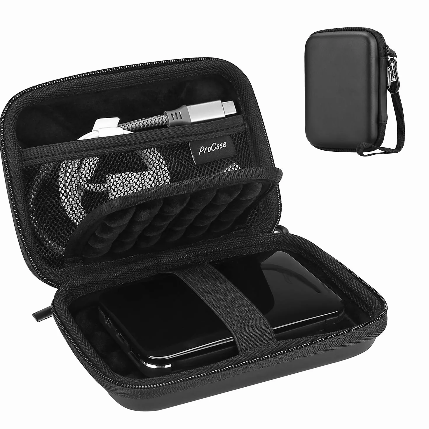 ProCase Custodia Hard Disk Esterno 2.5'', Custodia Rigida per HDD SSD TOSHIBA Western Digital Maxtor WD KESU Seagate Hitachi Samsung 500G 1TB 2TB 3TB 4TB, Borsa da Viaggio per Samsung T9 SSD –Nero