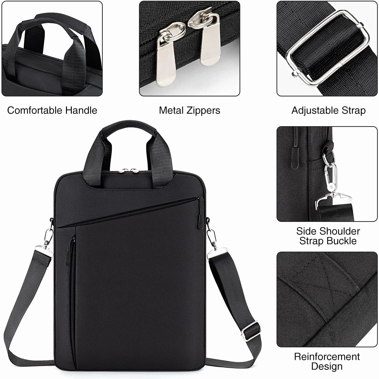Borsa Porta PC Laptop Portatile per Tablet Custodia14 Pollici MacBook Pro M4 M3 M2 M1(2024-2021)/13,6 Pollici MacBook air M4 M3 M2, borsa Porta Notebook Computer Tracolla, Nero