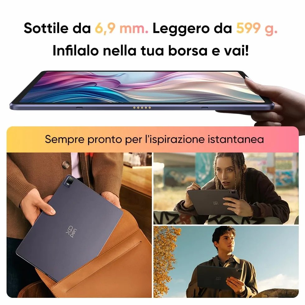 XPPen Tavoletta grafica con schermo autonoma da 12 pollici, Magic Drawing Pad, risoluzione 2K, 16384 livelli di pressione, gamma di colori 77% NTSC, 109% sRGB, 256GB ROM, Fotocamera, Display Doppio