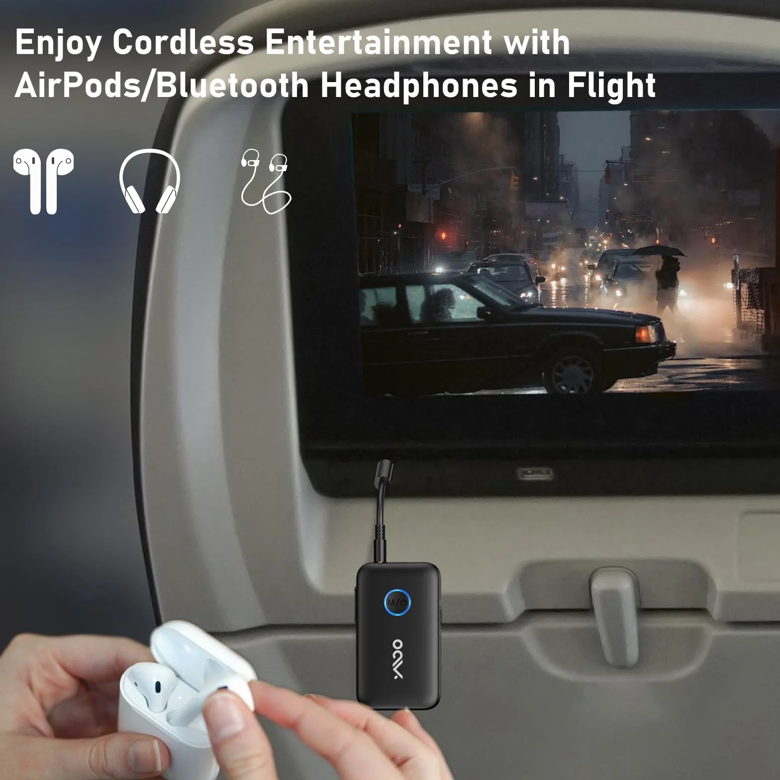 YMOO Trasmettitore Ricevitore Bluetooth 5.3 per TV to 2 Cuffie, Bluetooth Wireless HiFi Audio Trasmettitore Aptx a Bassa Latenza, Adattatore con 3.5mm Jack AUX per Aereo/PC (Nero)