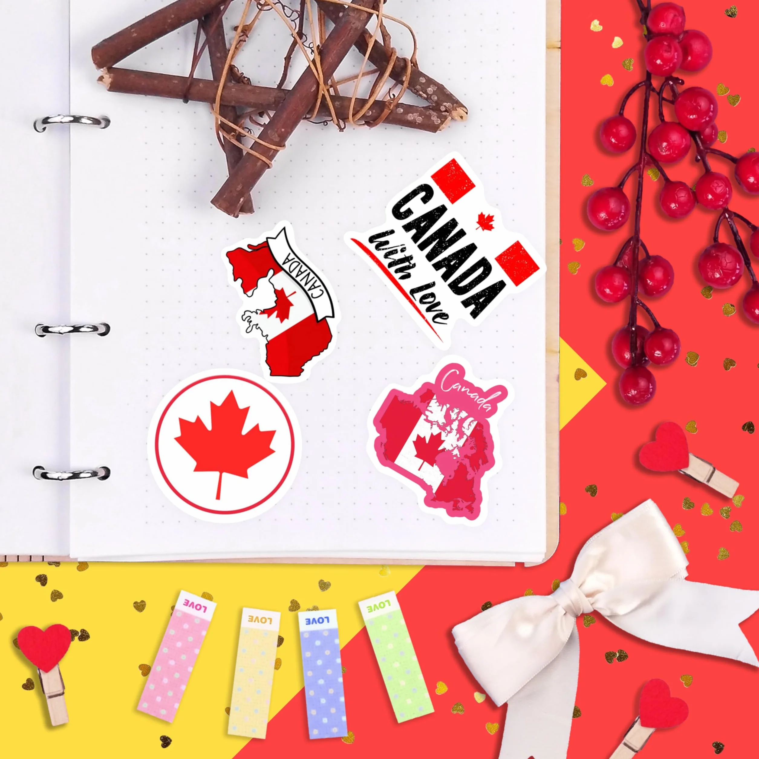 Adesivi Canada per Bottiglie d'Acqua e Laptop - Favors e Decorazioni a Tema Cultura Canadese - Canada Stickers