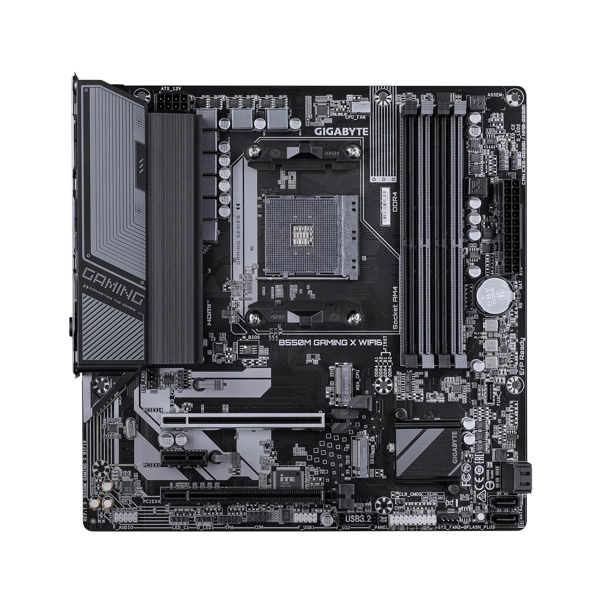 GIGABYTE Scheda madre B550M Gaming X WIFI6, supporta processori AMD AM4 Ryzen 5000, Micro-ATX, DDR4, 2X M.2, PCIe 4.0, WIFI6, 1GbE LAN, EZ-Latch