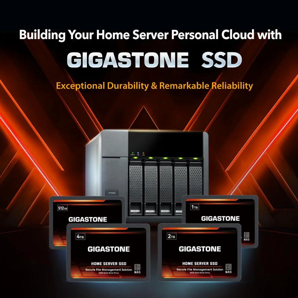 Gigastone Home Server SSD 4TB NAS SSD Drive Cache 24/7 Durevole Ad Alta Resistenza Sincronizzazione dati Cloud Personale Network Attached Storage RAID 3D NAND 2.5 "SATA Interni Hard Disk a stato