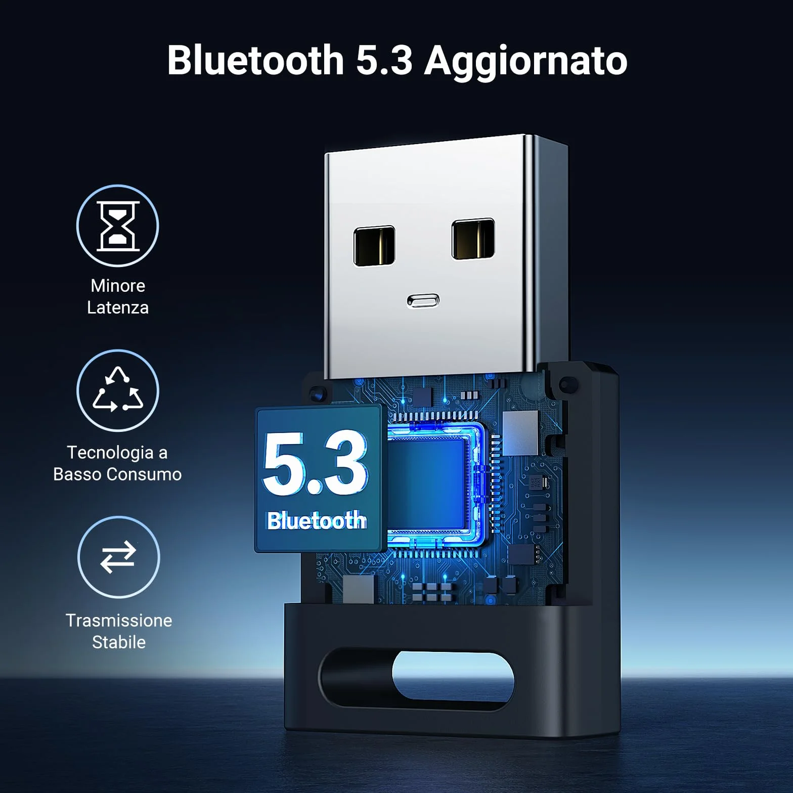 UGREEN USB Bluetooth 5.3 Adattatore per PC Donglepara Windows 11 10 8.1 con Controller PS5 PS4 Switch Tastiera Mouse Auriculares