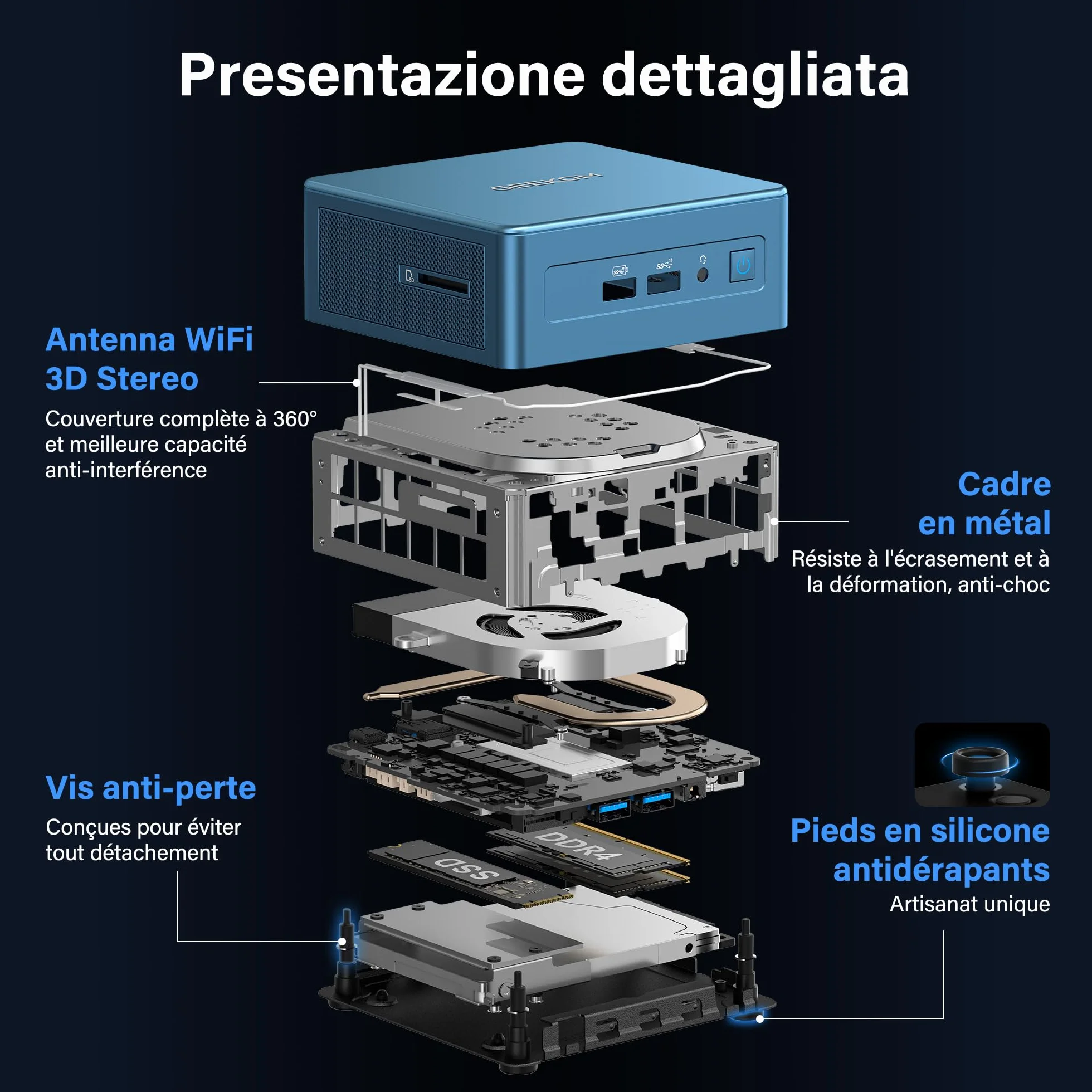 GEEKOM IT12 Mini PC Intel i5-12450H 16GB DDR4 512GB SSD Windows 11 Pro 2.5G LAN Wi-Fi 6E USB4 8K