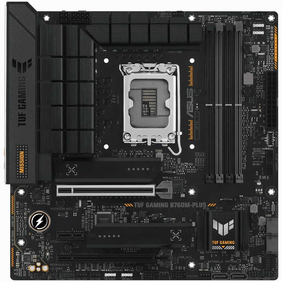 ASUS TUF Gaming B760M-PLUS Scheda madre Intel B760, LGA 1700, mATX, DDR5, PCIe 5.0, 2 slot M.2, WiFi 6E, USB 3.2 Gen 2, Type-C, Nero