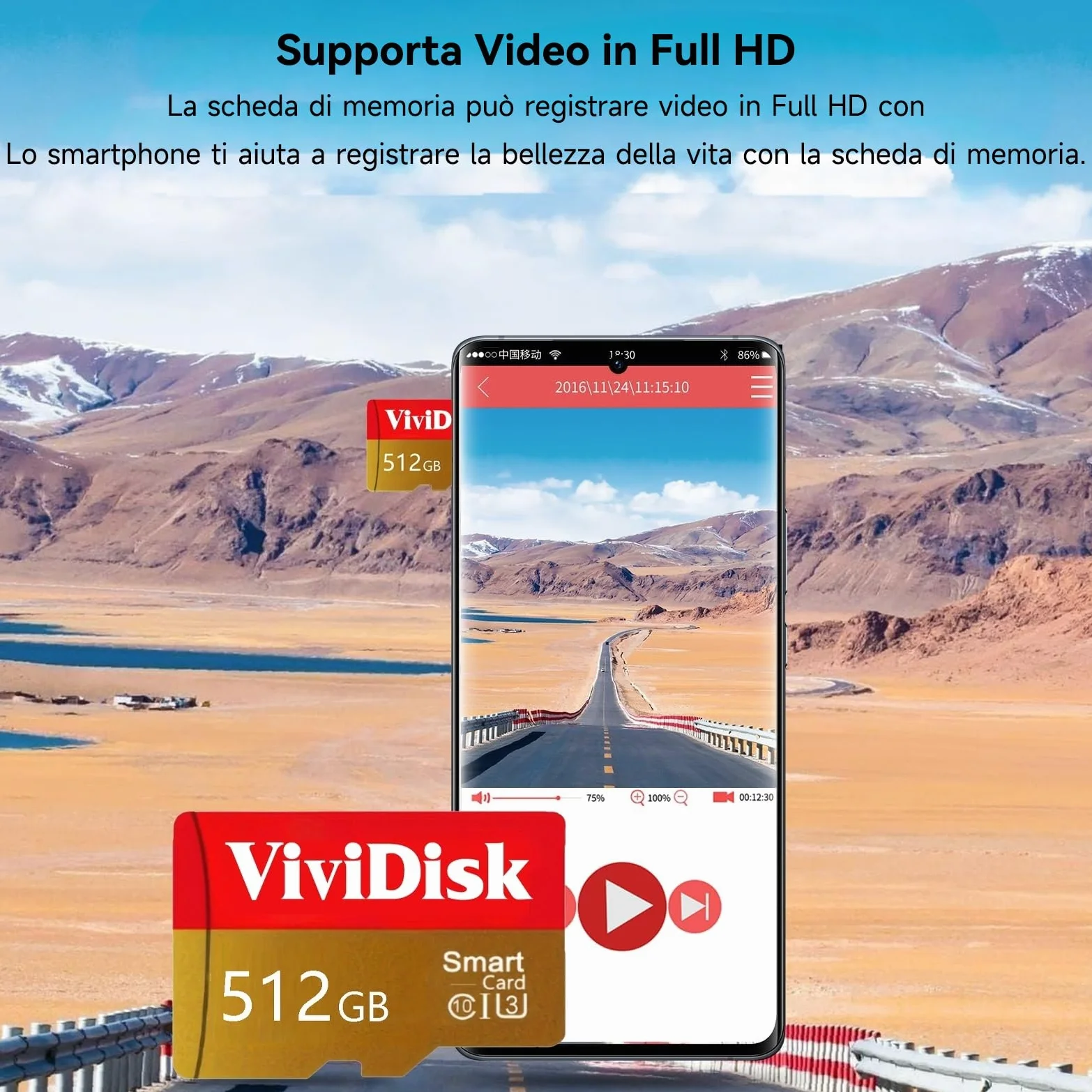 Vividisk SD Card 512GB – High Speed TF Card 512 GB Waterproof Memory Card SD Mini Memory Card scheda sd with Smartphone,Camera,Tablet,Drone,Smart TV