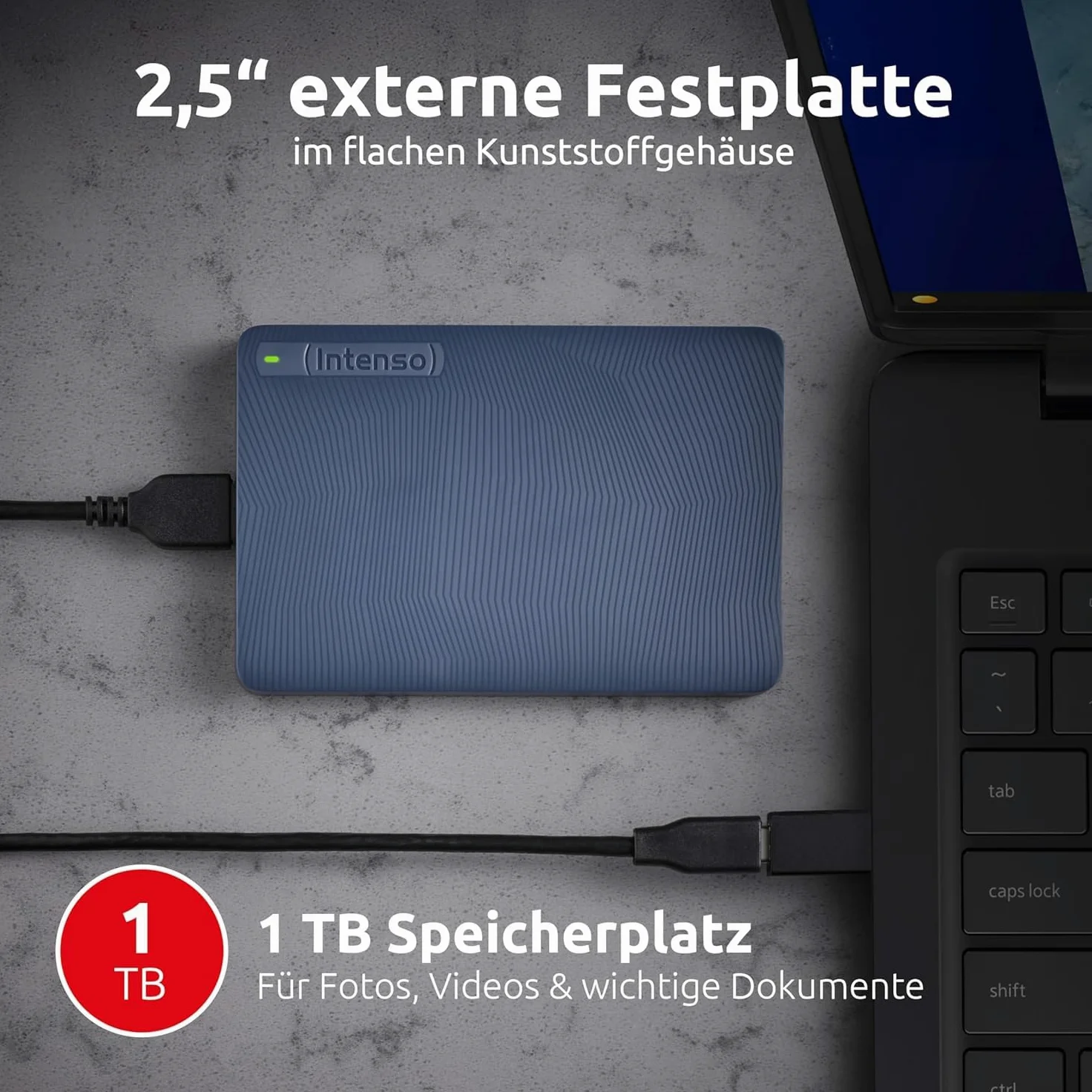 Intenso Memory Safe - Hard disk esterno portatile, 2,5", USB 3.2 Gen 1, per PC e Mac, incluso Ashampoo Backup Pro