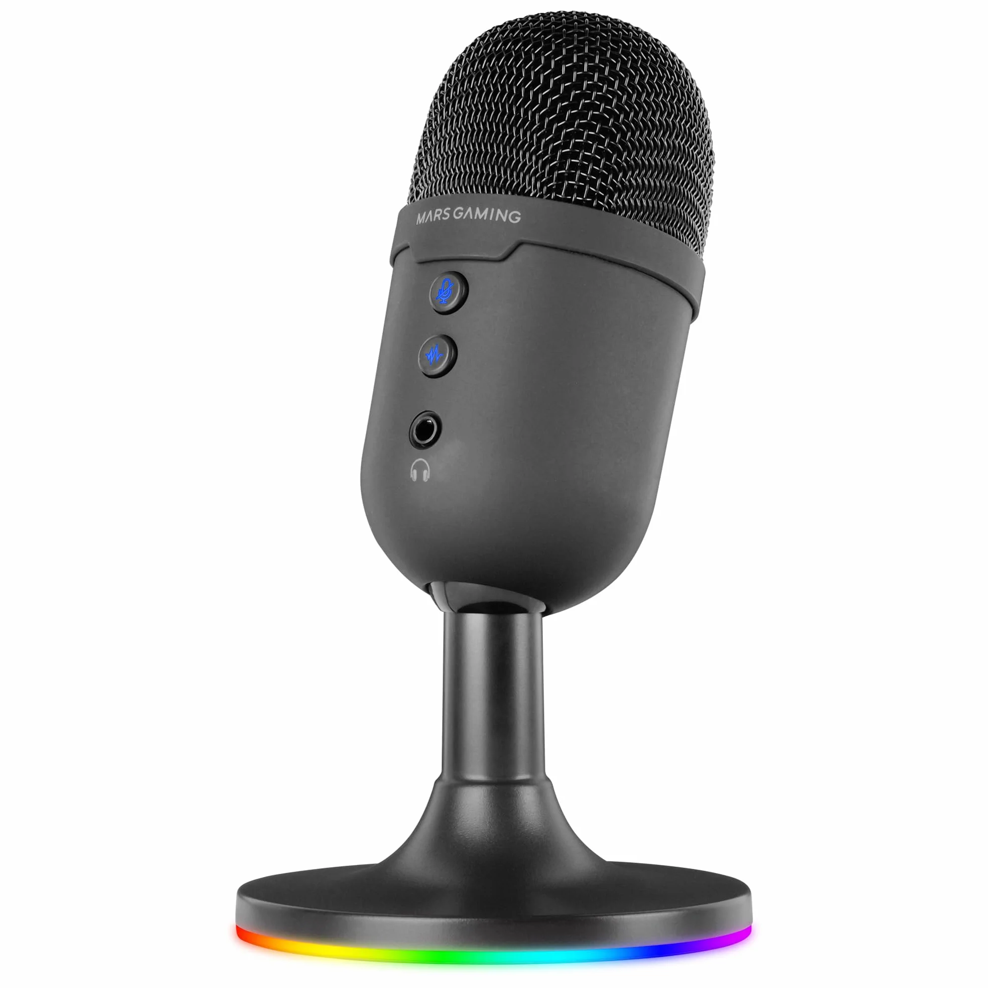 Mars Gaming MMIC-CX, Microfono da Studio Professionale, Design Compatto ARGB, Audio Alta Definizione, ENC Noise Cancel, Condensatore Cardioide, Mute, USB Plug&Play, Jack 3.5mm, Nero