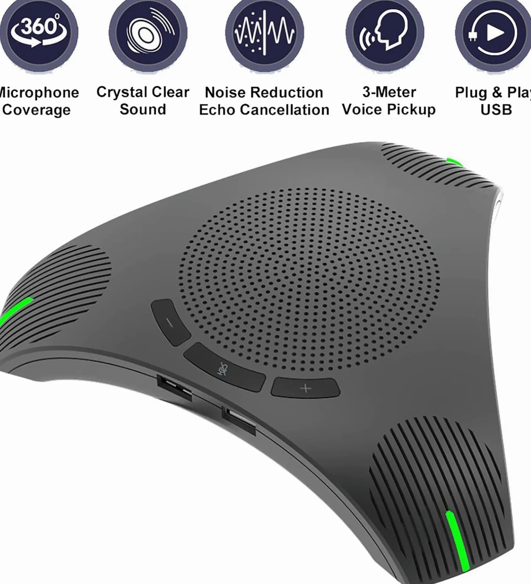 Microfono da Conferenze, Vivavoce USB per L'ufficio da Casa, Miglioramento Intelligente Della Voce, Microfono USB per per Riunioni/Lezioni Online, Chiamate Zoom, Chat Skype, Plug & Play