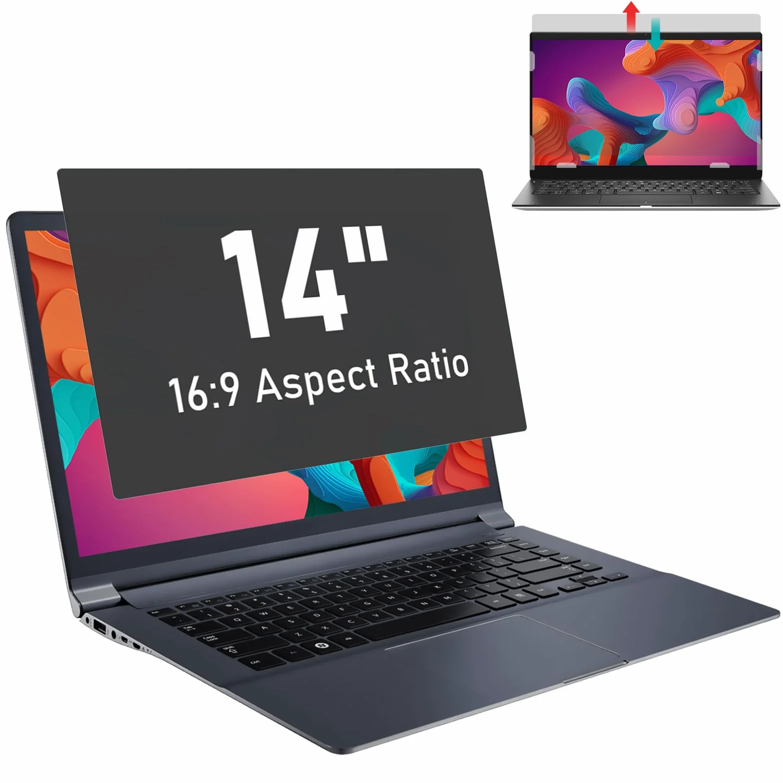 SOPPY Filtro privacy per computer portatile da 14 pollici, filtro privacy, anti-luce blu e antiriflesso (16:9, 310 x 174 mm)