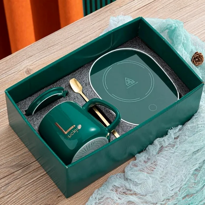 Set regalo, set di tappetini elettrici USB per tazza da caffè, scaldabagno per tè al latte, scaldabagno, sottobicchiere a temperatura costante per casa e ufficio (verde)