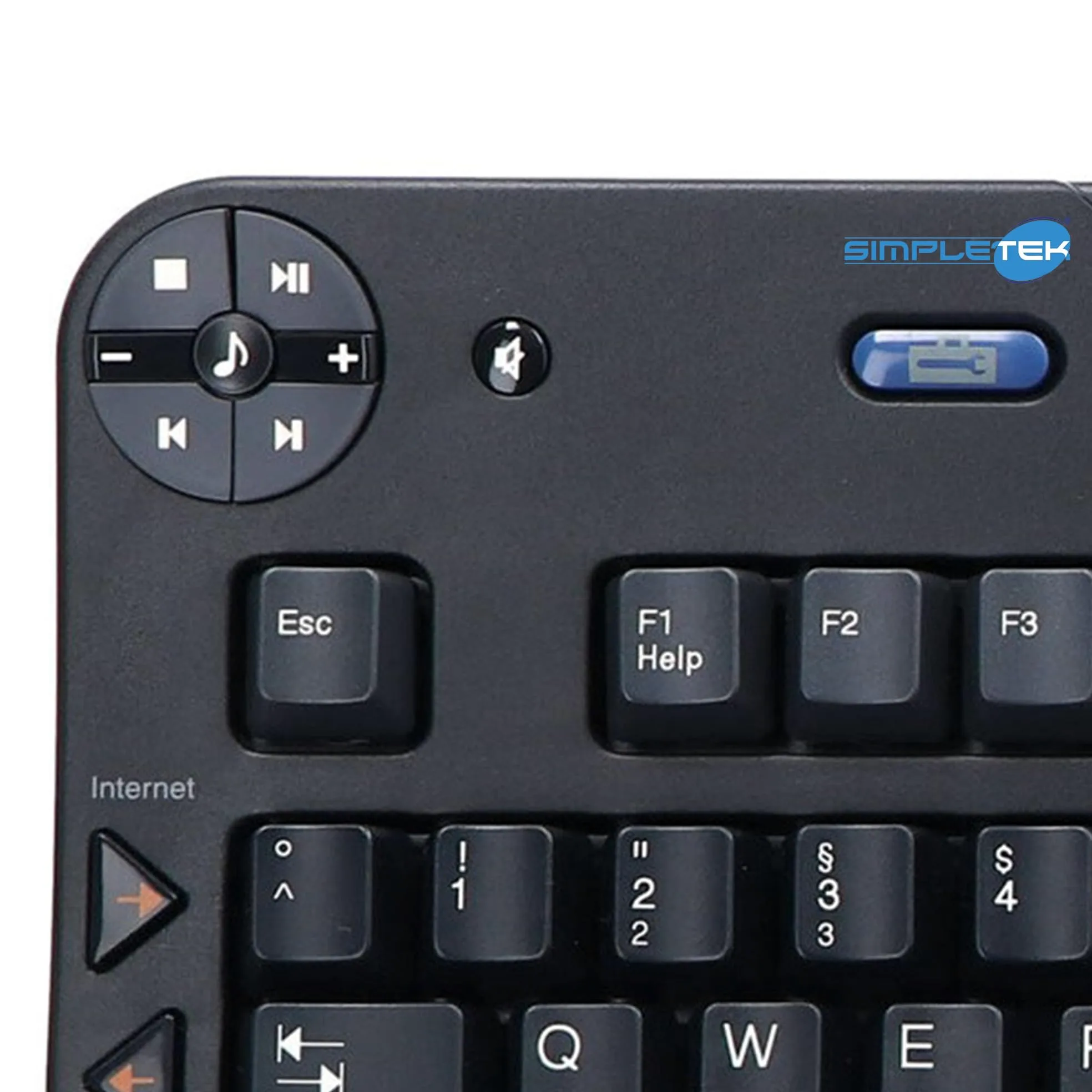 SIMPLETEK - Tastiera Multimediale USB AZERTY Belga BE Hub Poggiapolsi Nera | Tastiera programmabile USB con layout AZERTY belga, hub USB integrato per periferiche, poggiapolsi e profilo multimediale