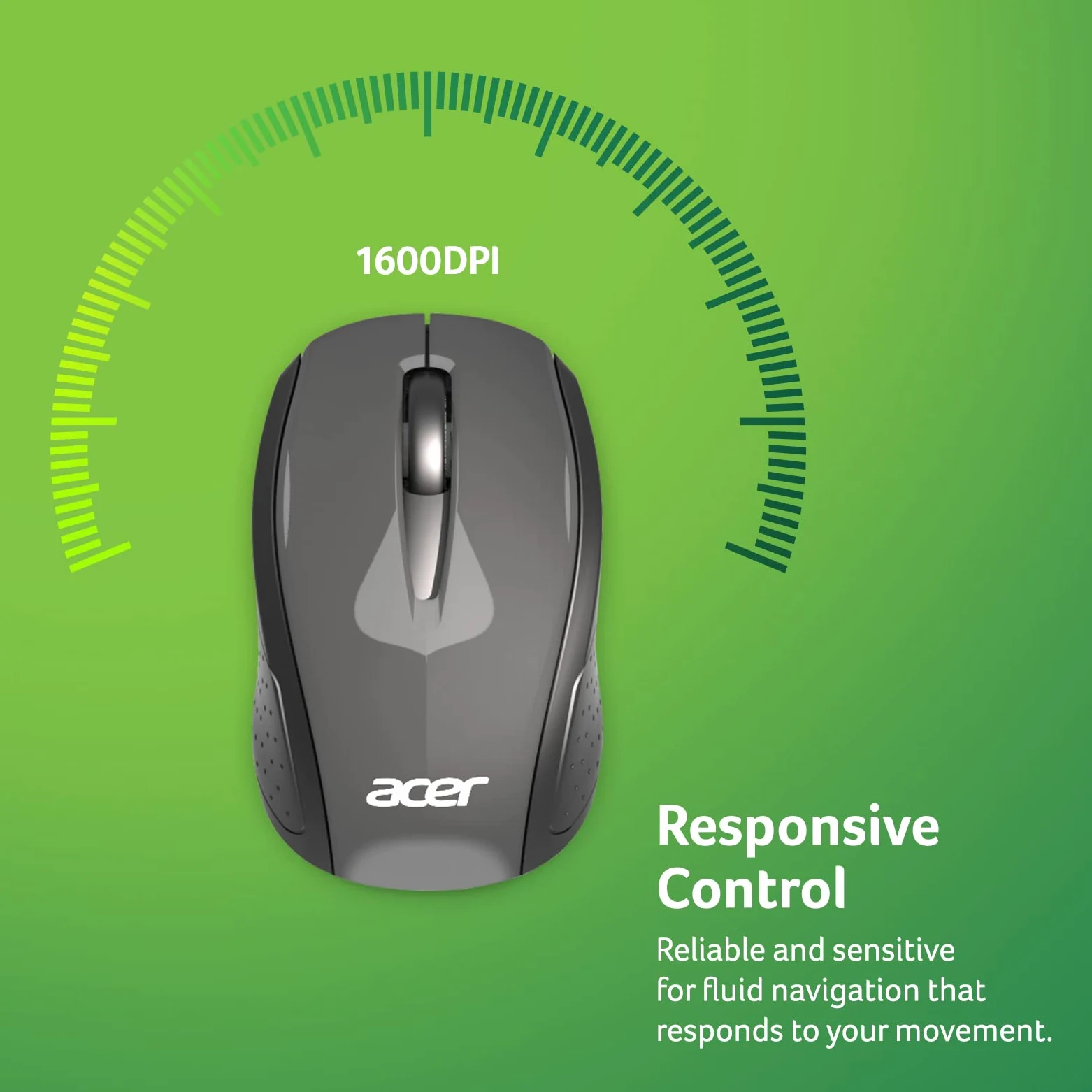 Acer Mouse wireless RF (grigio/nero), funziona con Chromebook, con USB Plug and Play per utenti destri/mancini (per Chromebook, PC Windows e Mac)